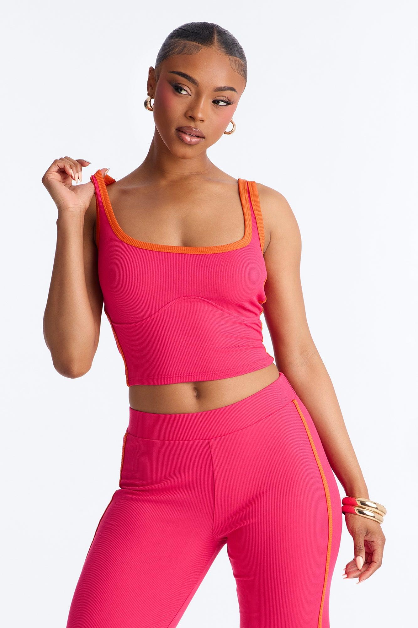 Mica Ribbed Pant Set - Fuchsia Female Product Image