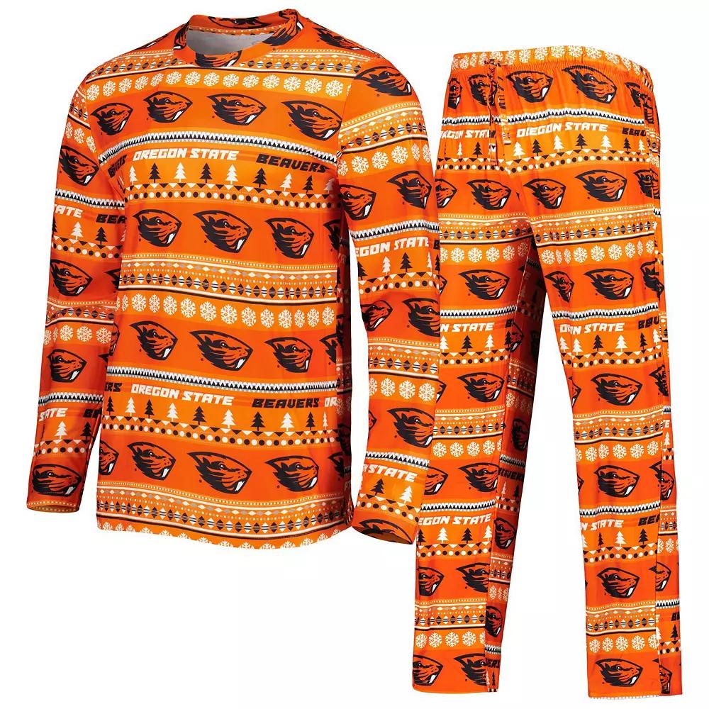 Men's Concepts Sport Orange Oregon State Beavers Swivel Long Sleeve T-Shirt & Pants Sleep Set,  Product Image