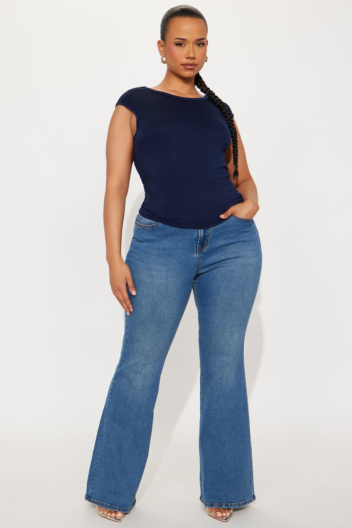 Vibe Check Curvy Stretch Flare Jeans  - Medium Wash Female Product Image
