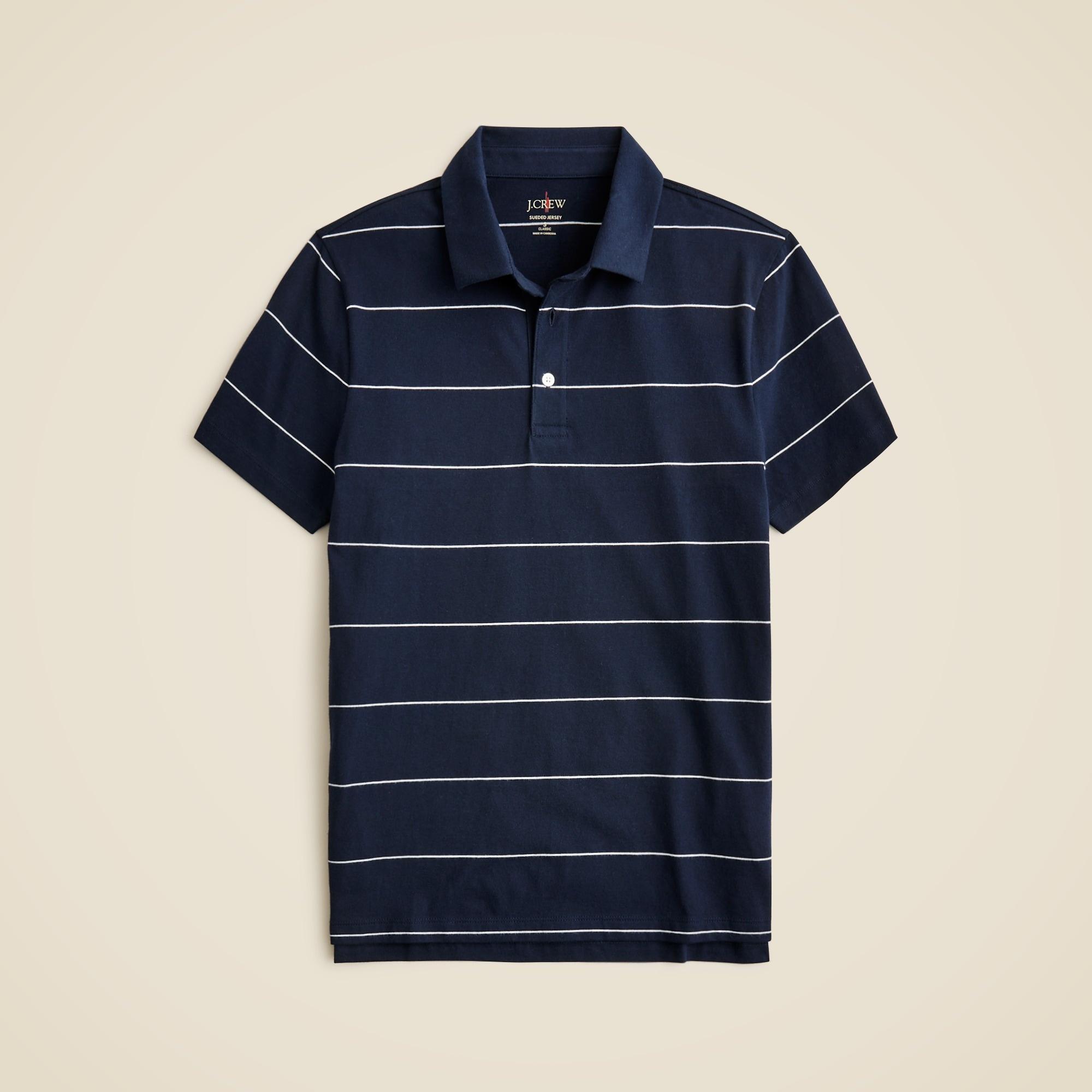 Sueded cotton polo shirt in stripe Product Image