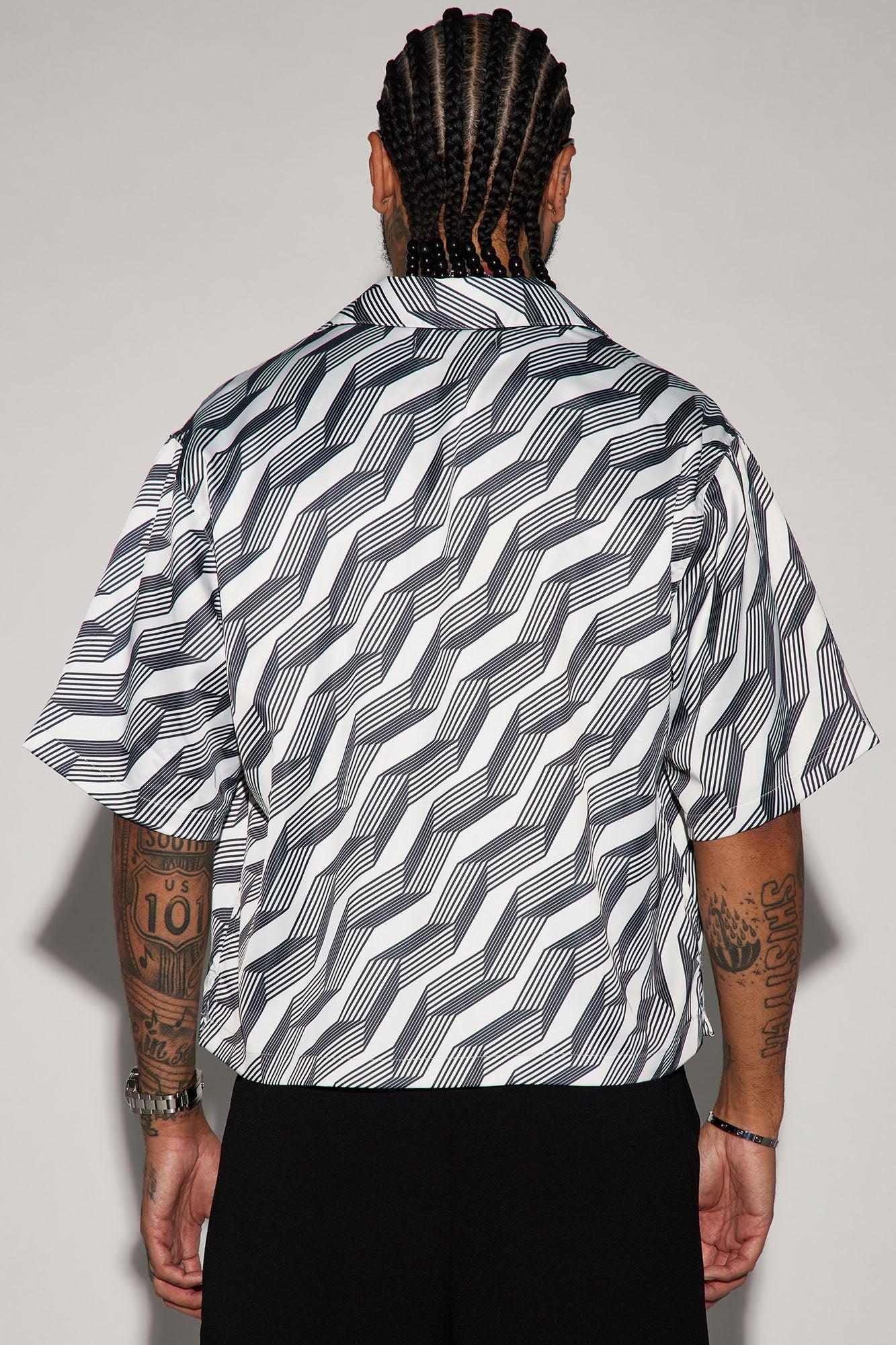 High Stepper Cropped Button Up Shirt - Black/combo Product Image