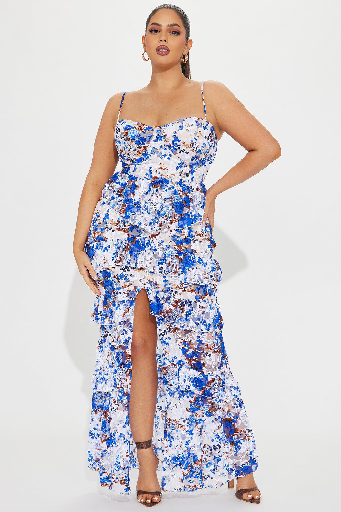 Grace Lace Maxi Dress - Blue/combo Product Image