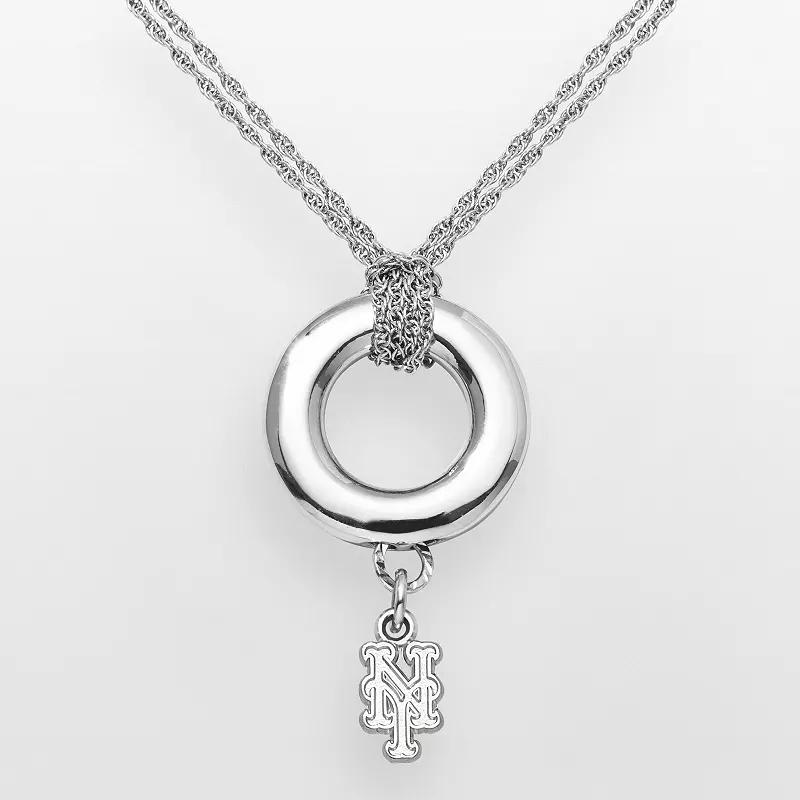 LogoArt New York Mets Sterling Silver Logo Halo Pendant, Womens Product Image