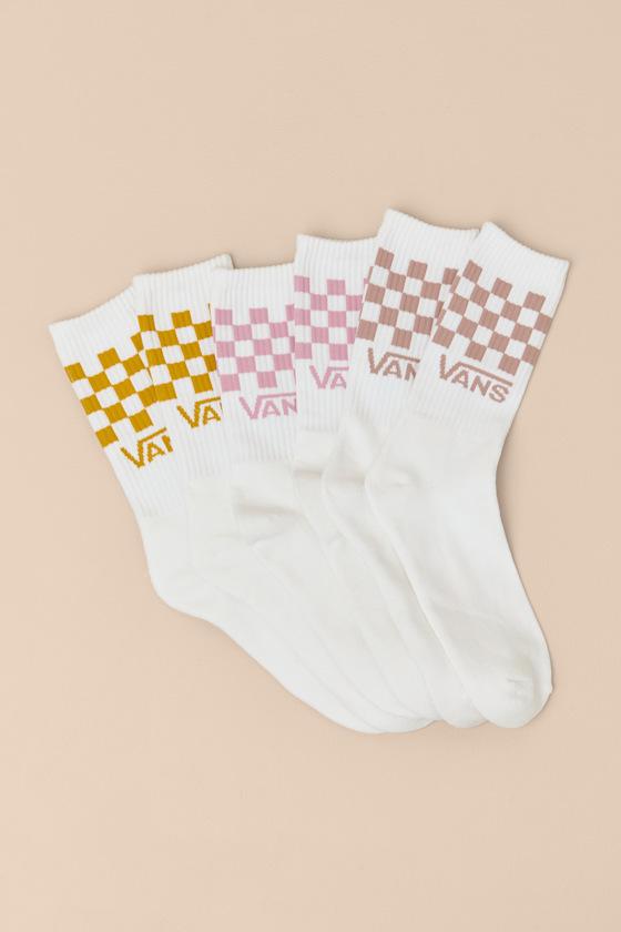 Classic Checkerboard Pink Multi Three-Pack Crew Sock Set Product Image