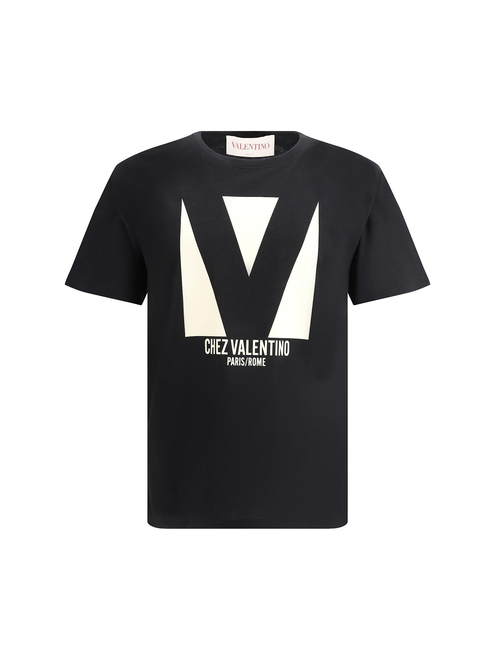 VALENTINO Crew Neck Short Sleeves T-shirts In Black Product Image