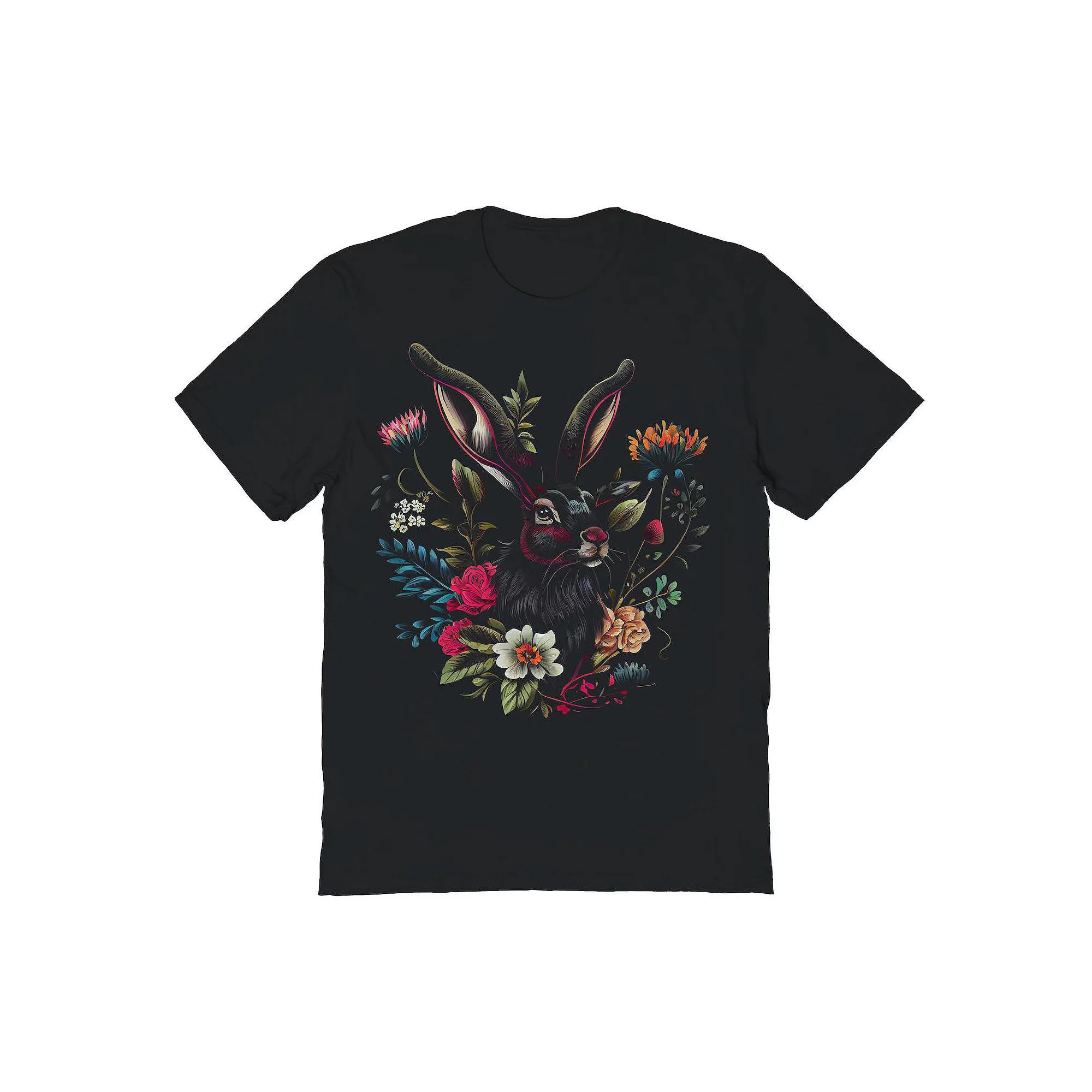 Men's Botanical Bunny Easter Graphic Tee, Size: XXL, Black Product Image
