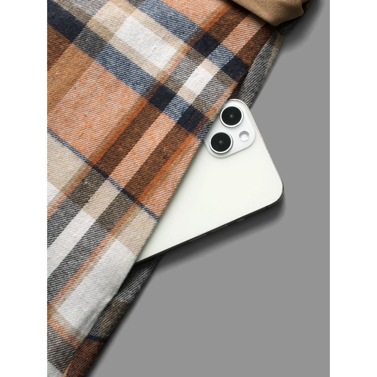 Plus Size Shirt Collar Plaid Patchwork Belted Dress Bronze Women Casual Belted Shirt collar Long Sleeve Curvy BloomChic 14-16/1X Product Image