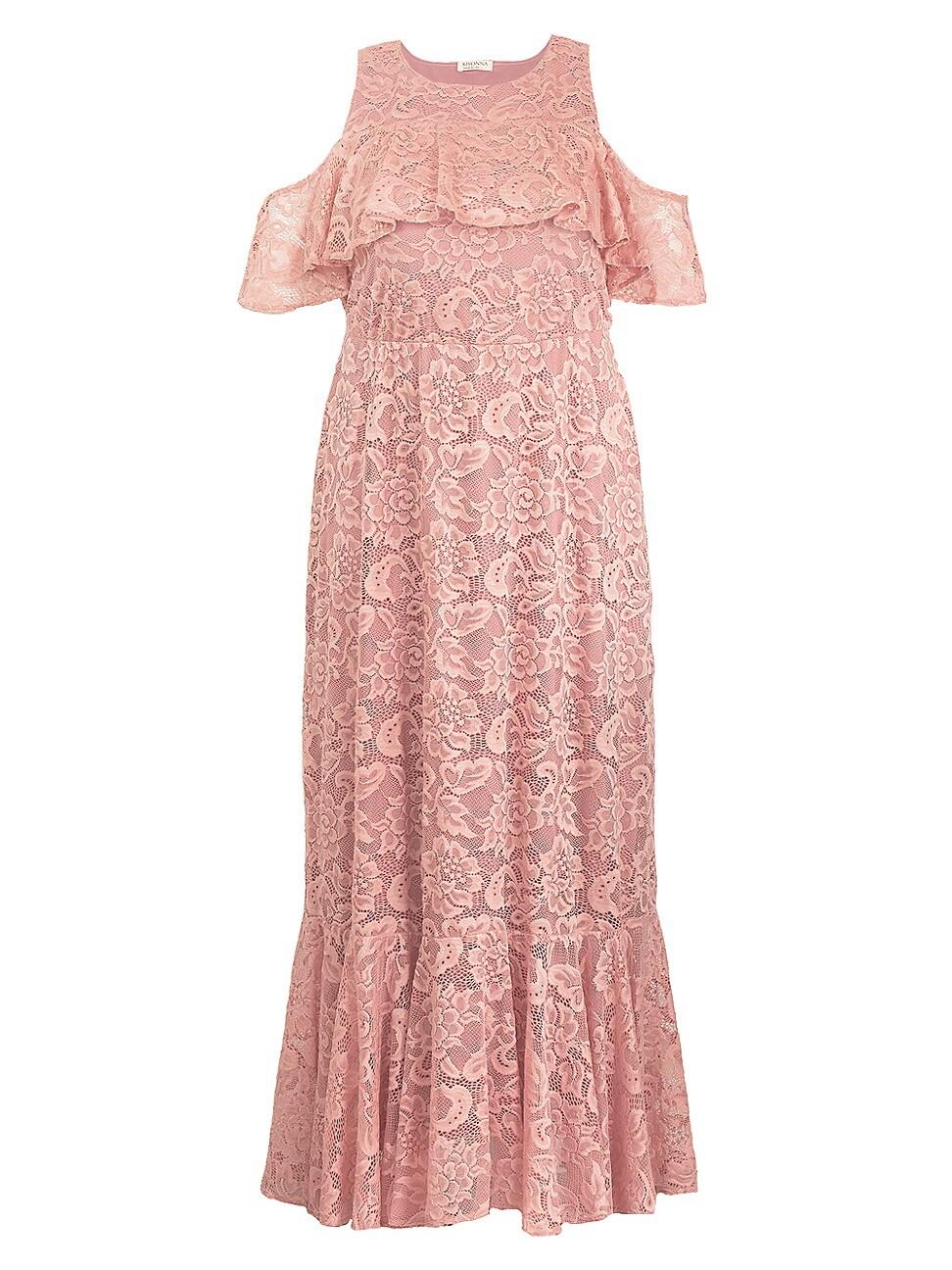 Womens Riviera Lace Cold-Shoulder Gown Product Image