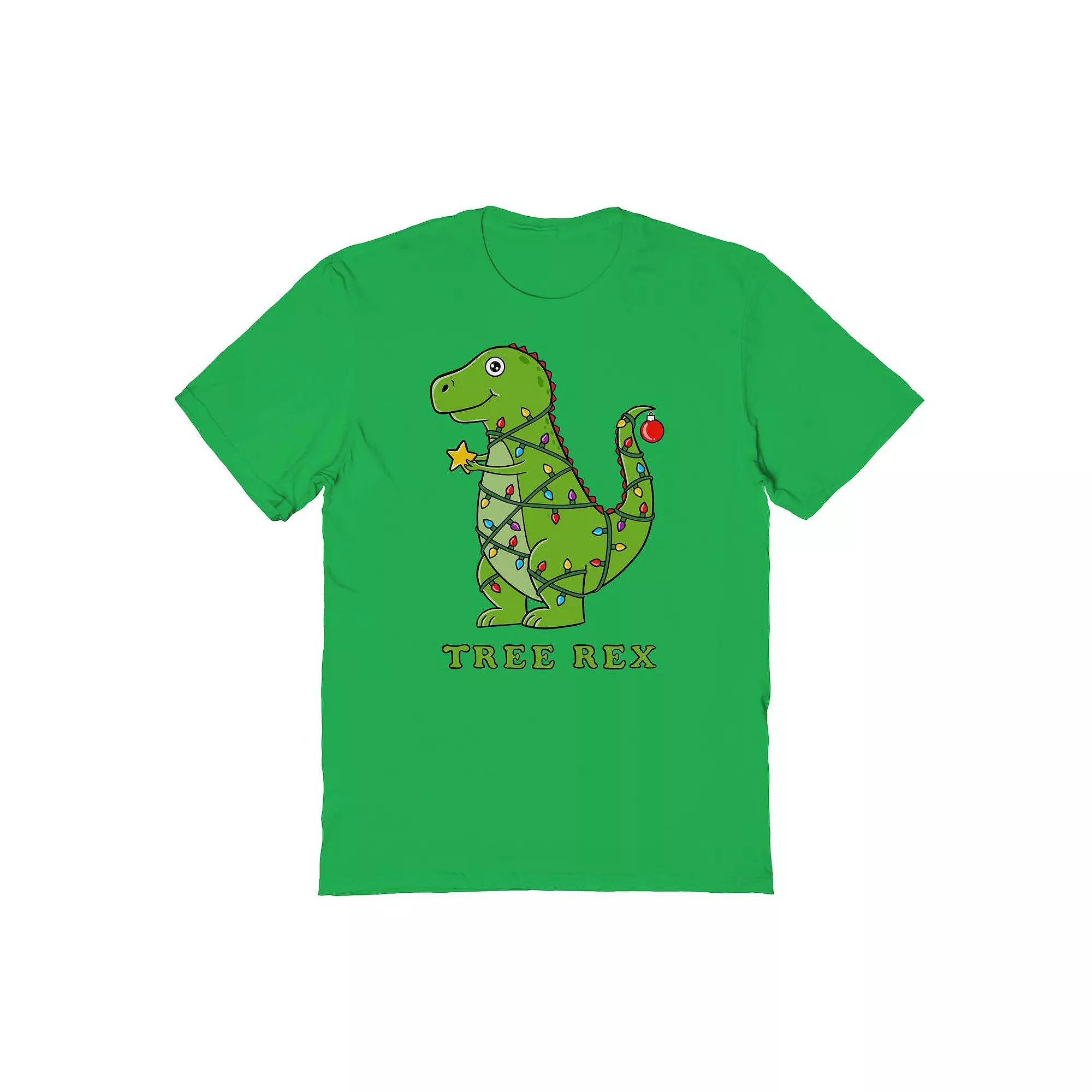 Men's Dinosaur Christmas Graphic Tee, Size: XL, Irish Green Product Image