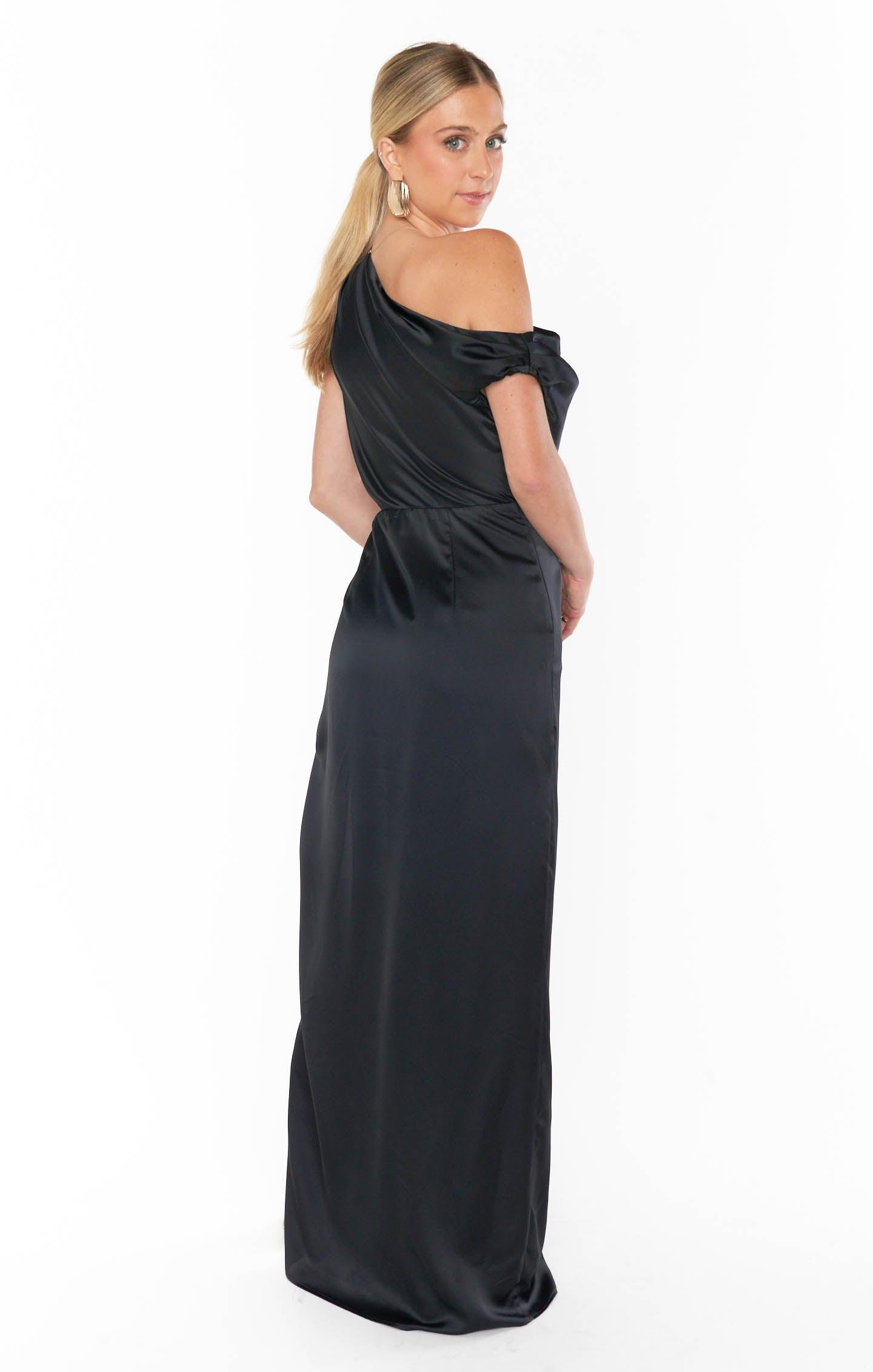 Jodie Dress ~ Black Luxe Satin Product Image