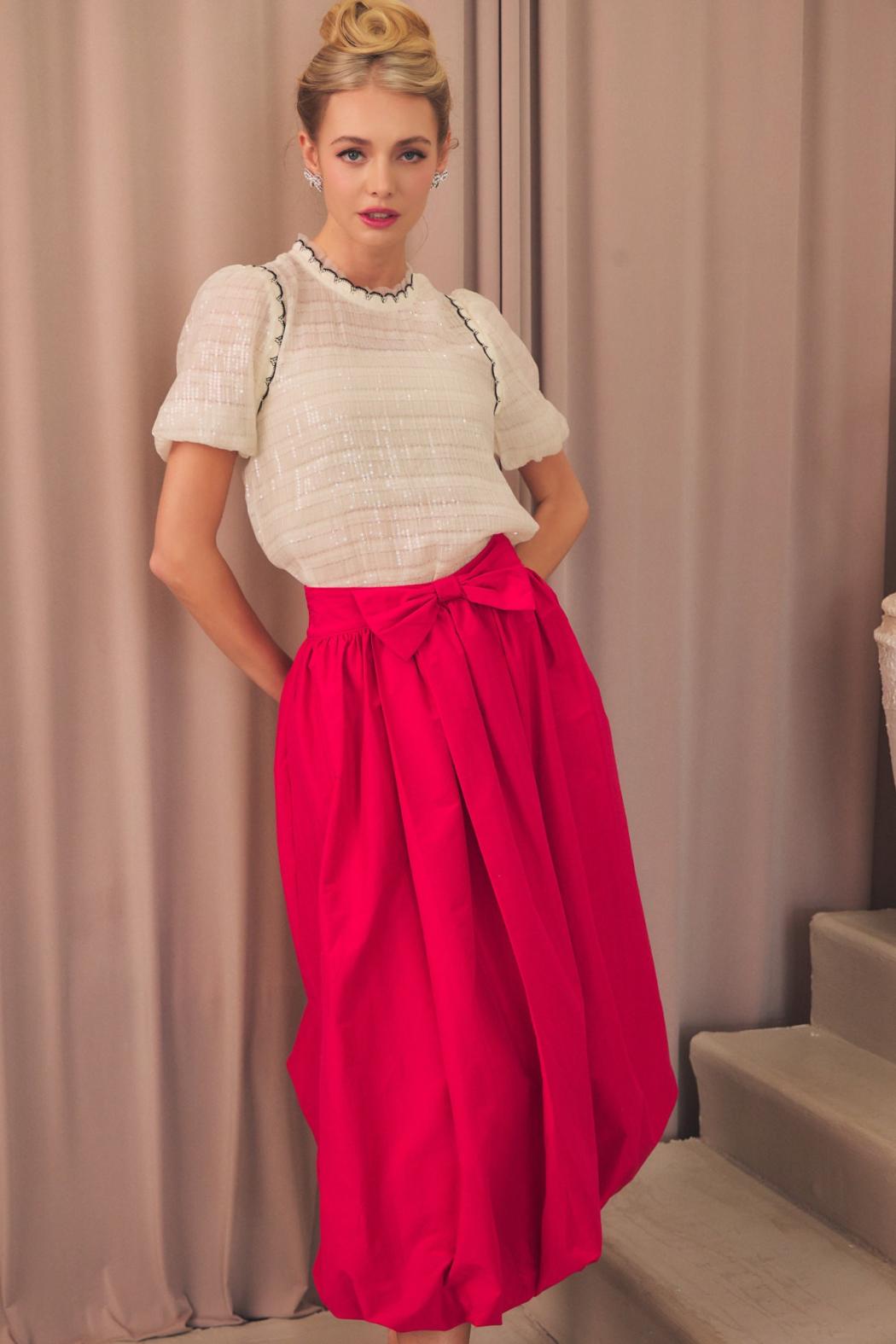 Bow Bubble Hem Midi Skirt Product Image