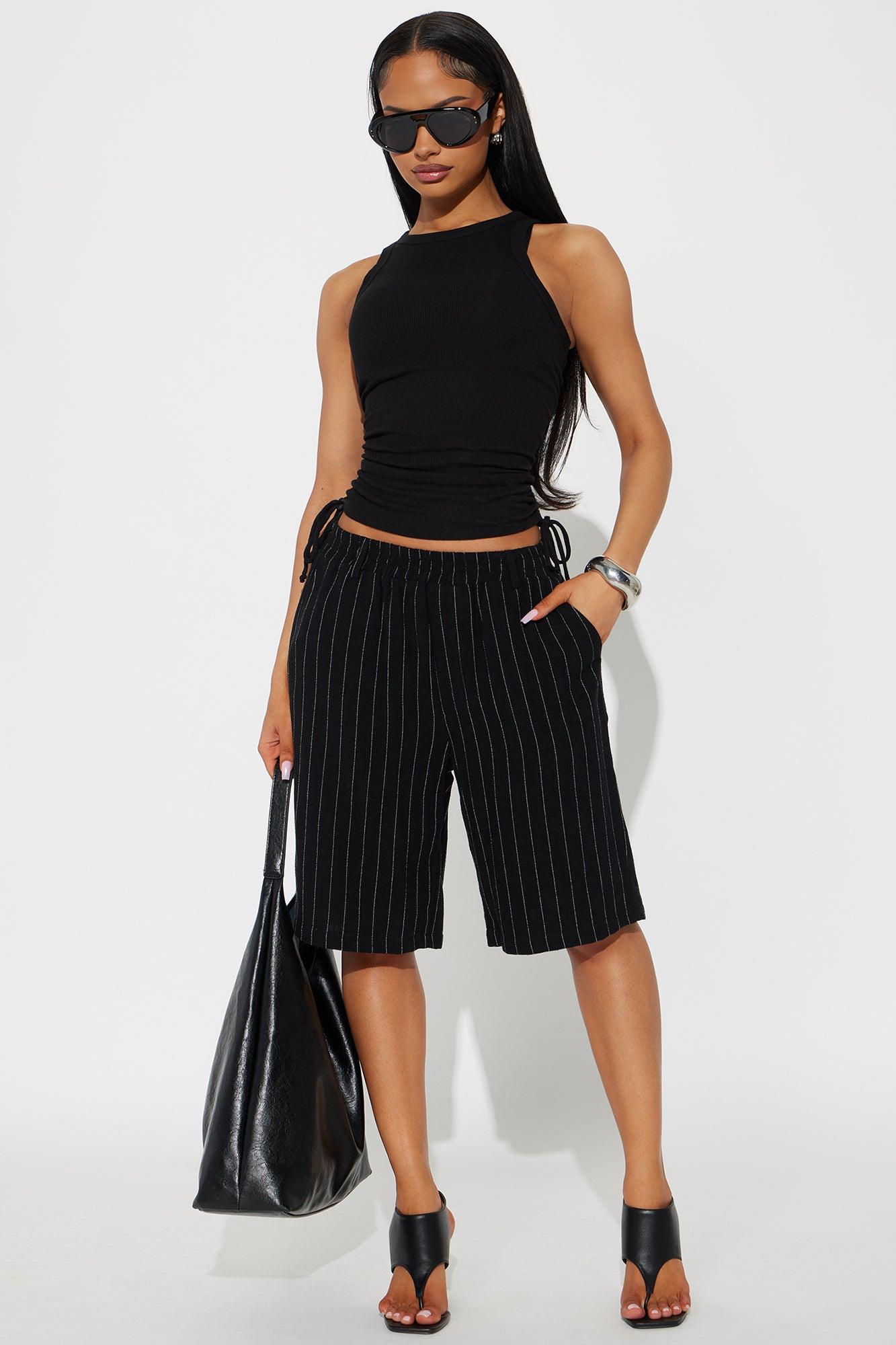 Cassandra Ruched Tank Top - Black Product Image