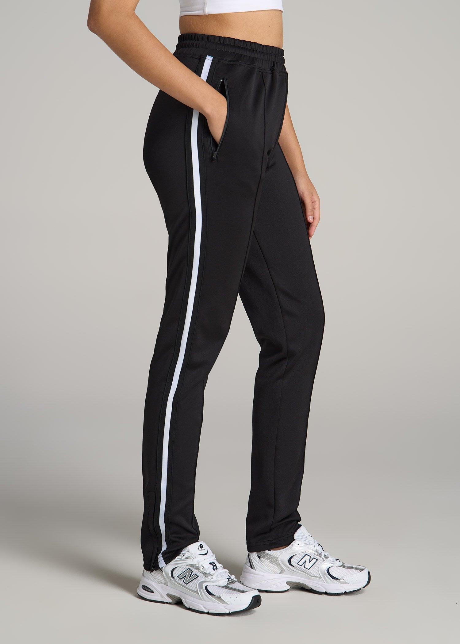 Women's Tall Athletic Stripe Pants in Black & White Product Image
