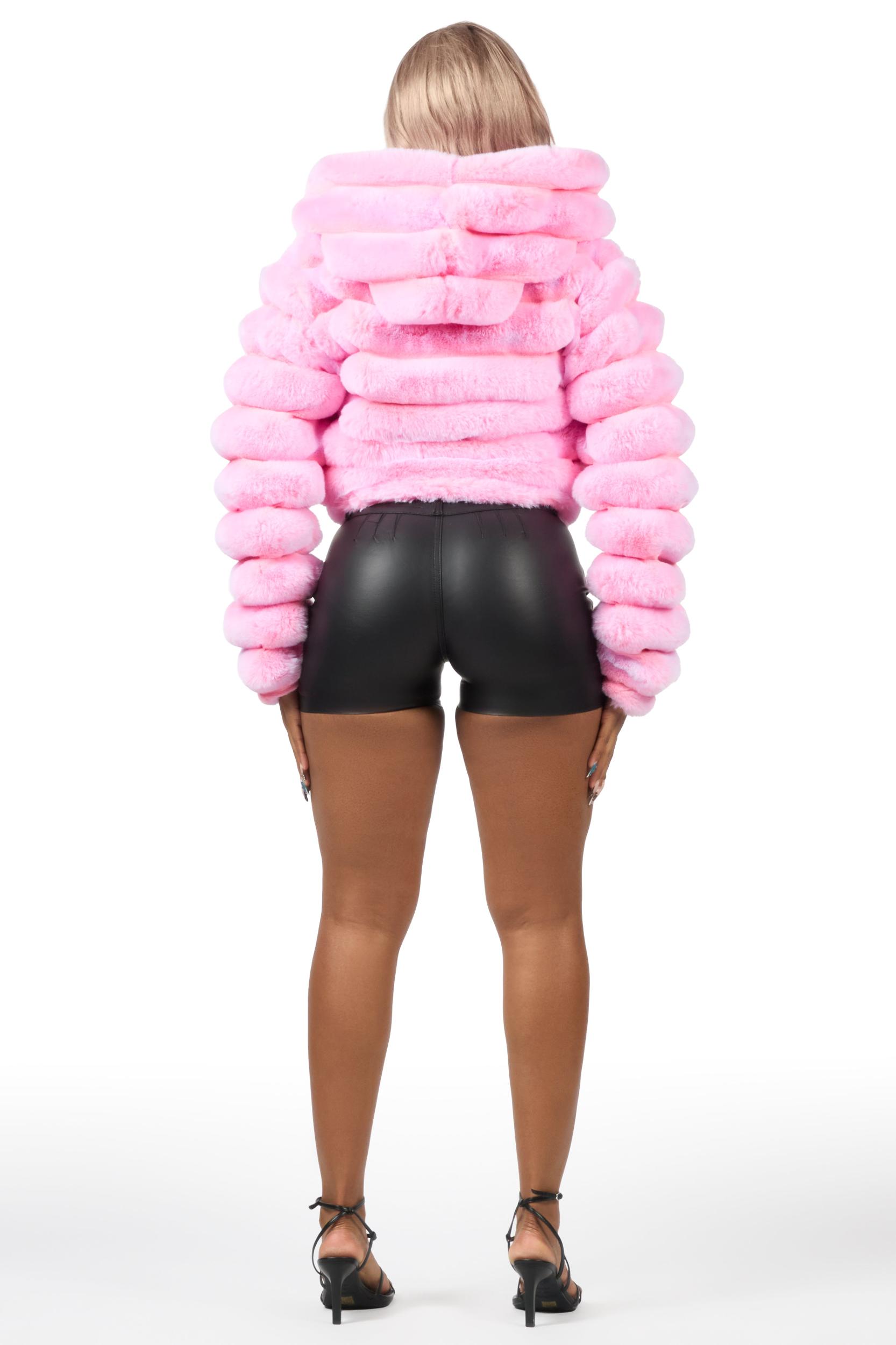 Vinetria Pink Fur Jacket With Hood Female Product Image