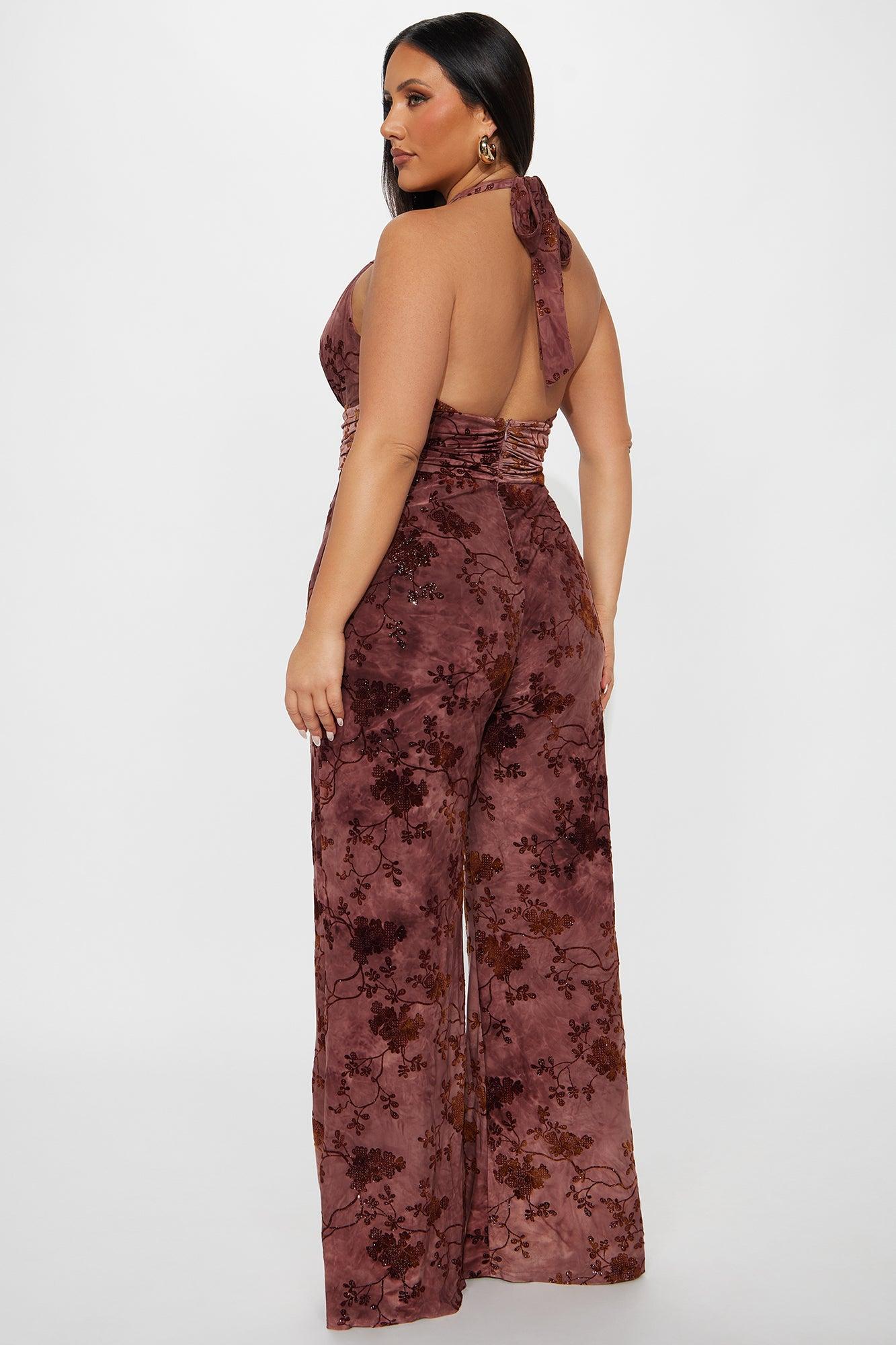 Nightfall Edit Jumpsuit - Burgundy Female Product Image