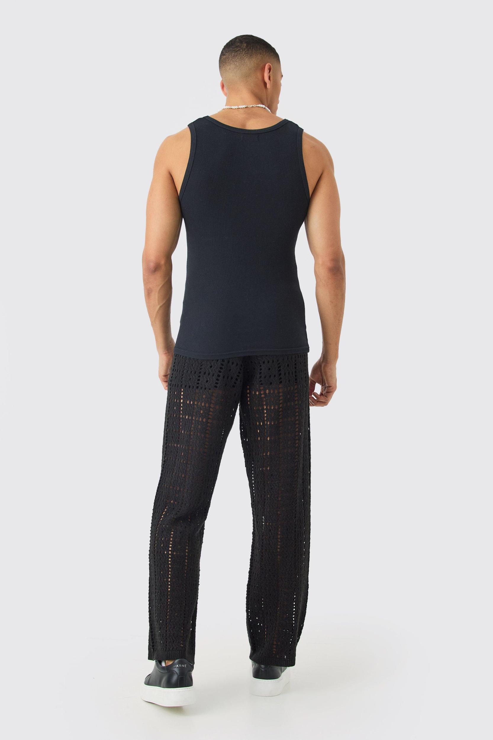 Basic Muscle Fit Ribbed Vest | boohooMAN USA Product Image