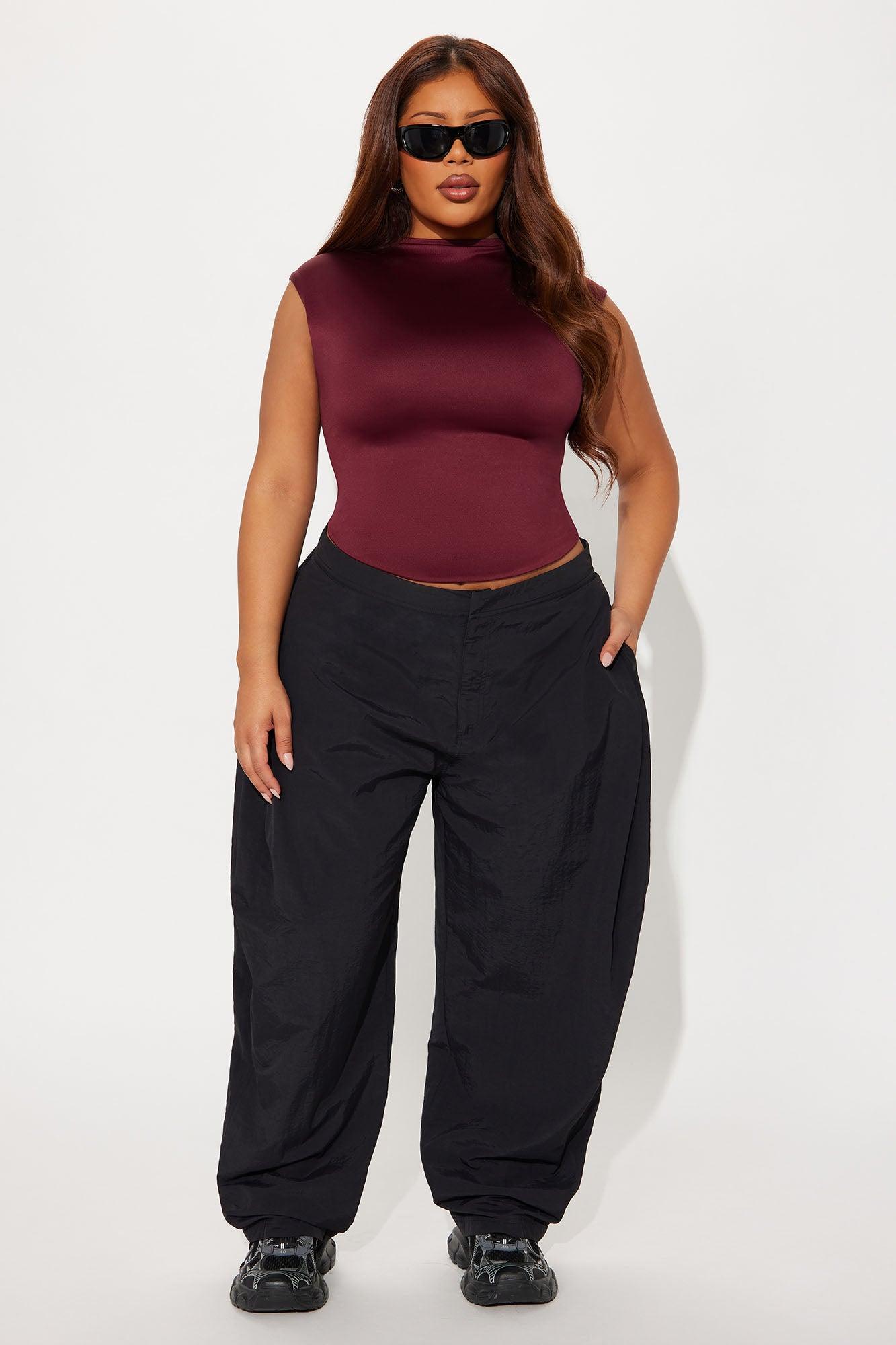 Contour Double Lined Mock Neck Top - Wine Female Product Image
