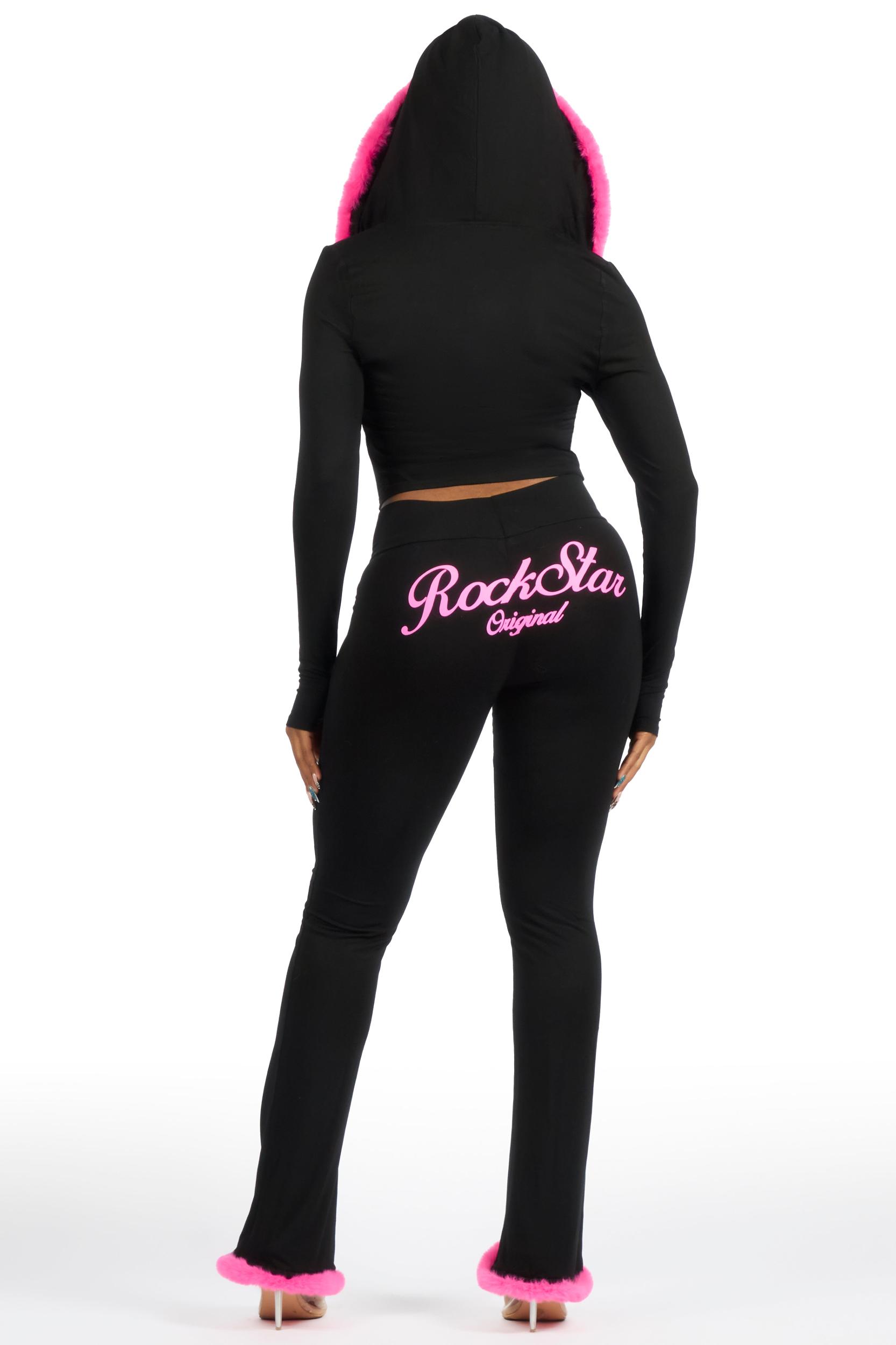 Metrie Black Lounge Track Set With Fur Trim Female Product Image