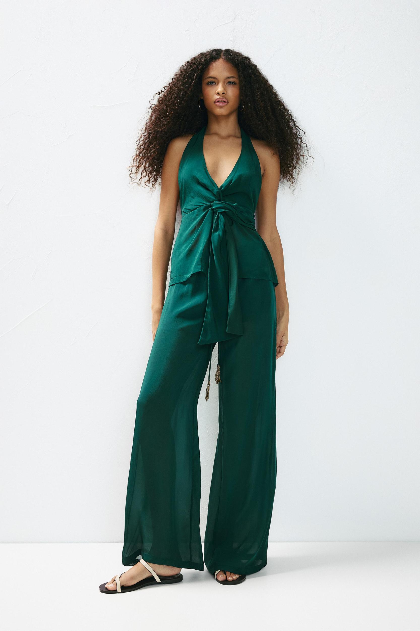 Wrap halter top with knot Product Image