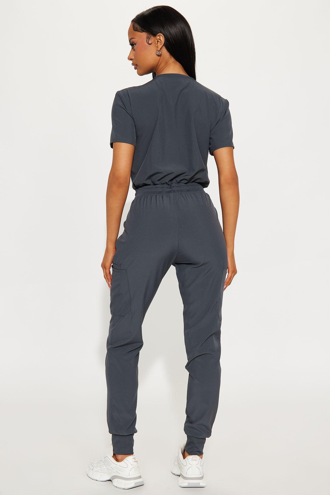 Full Shift Stretch Jogger Scrub Uniform Jumpsuit - Charcoal Product Image