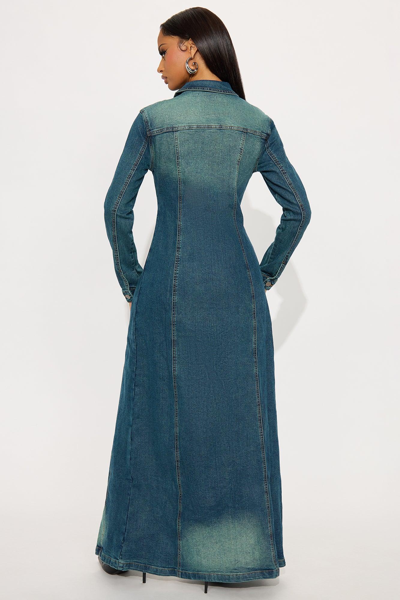 Follow My Lead Denim Trench - Dark Wash Female Product Image