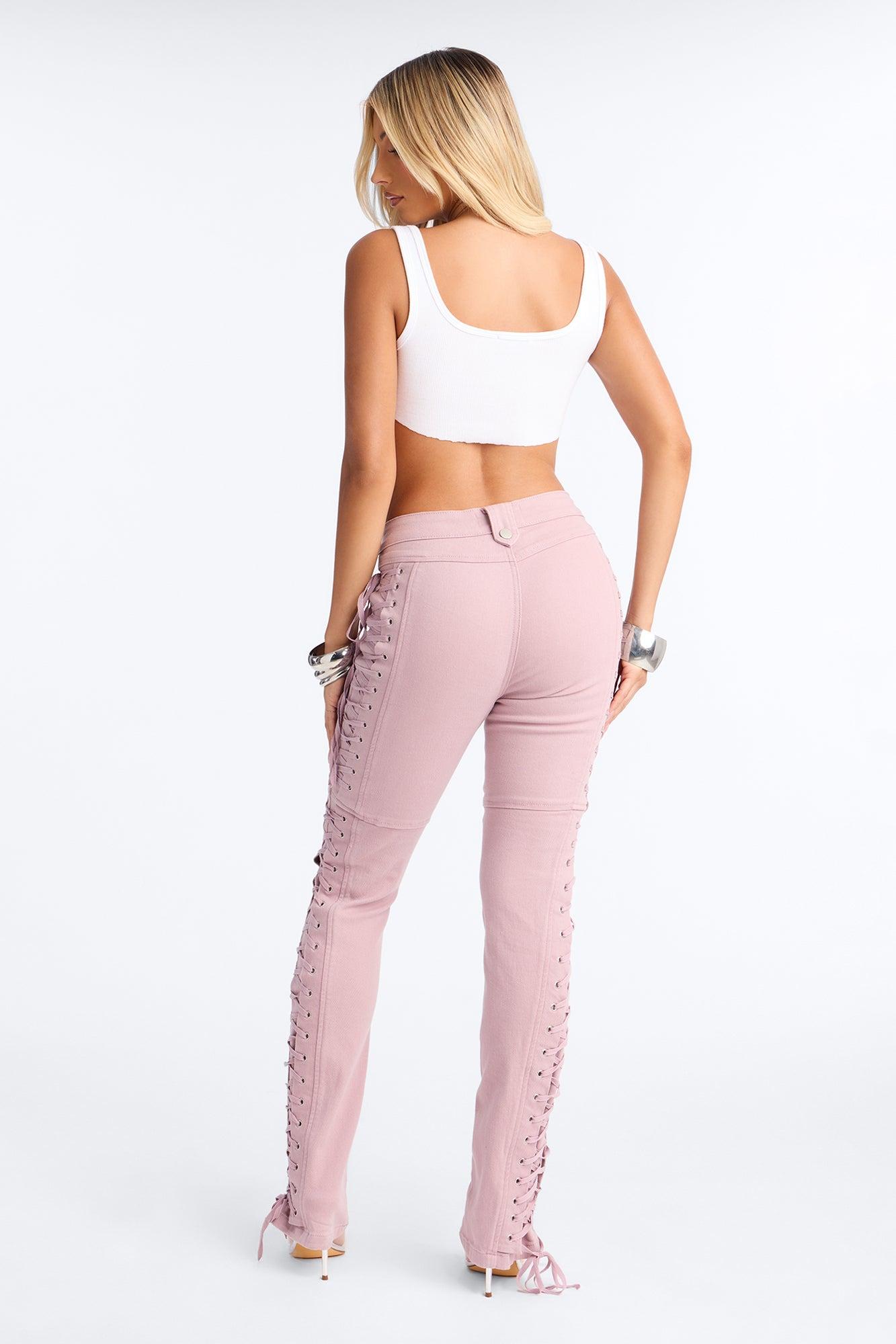 After Hours Lace Up Flare Pant - Blush Female Product Image