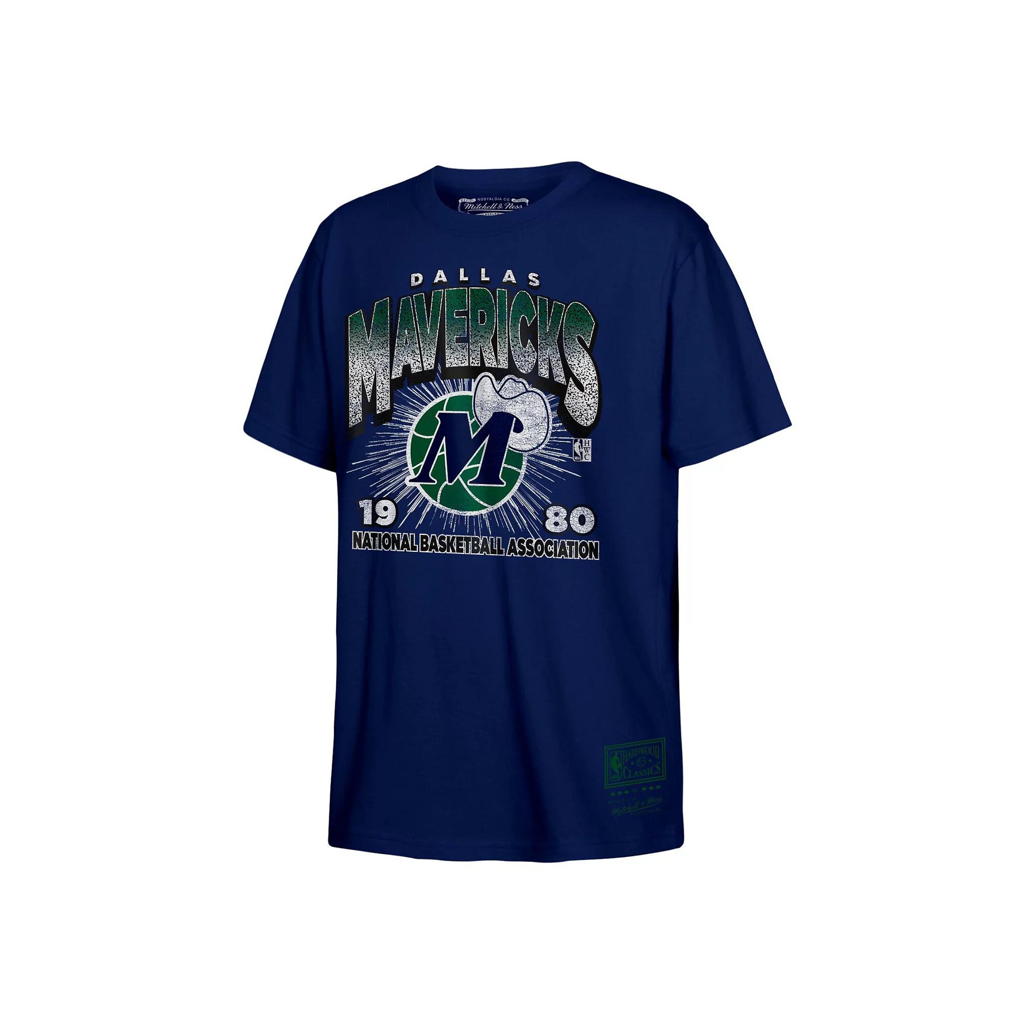 Men's Mitchell & Ness Navy Dallas Mavericks Hardwood Classics Vintage Hoopster T-Shirt, Boy's,  Product Image