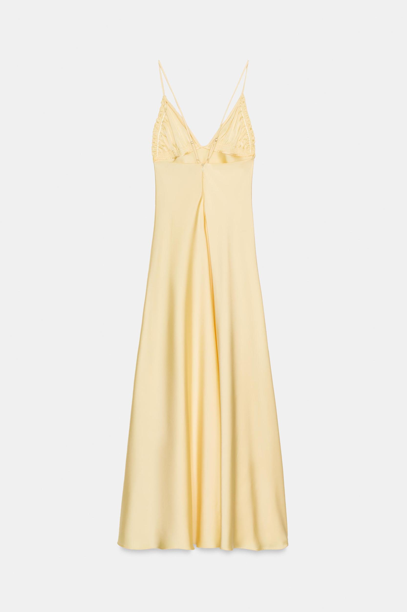 GATHERED SATIN EFFECT MIDI DRESS Product Image