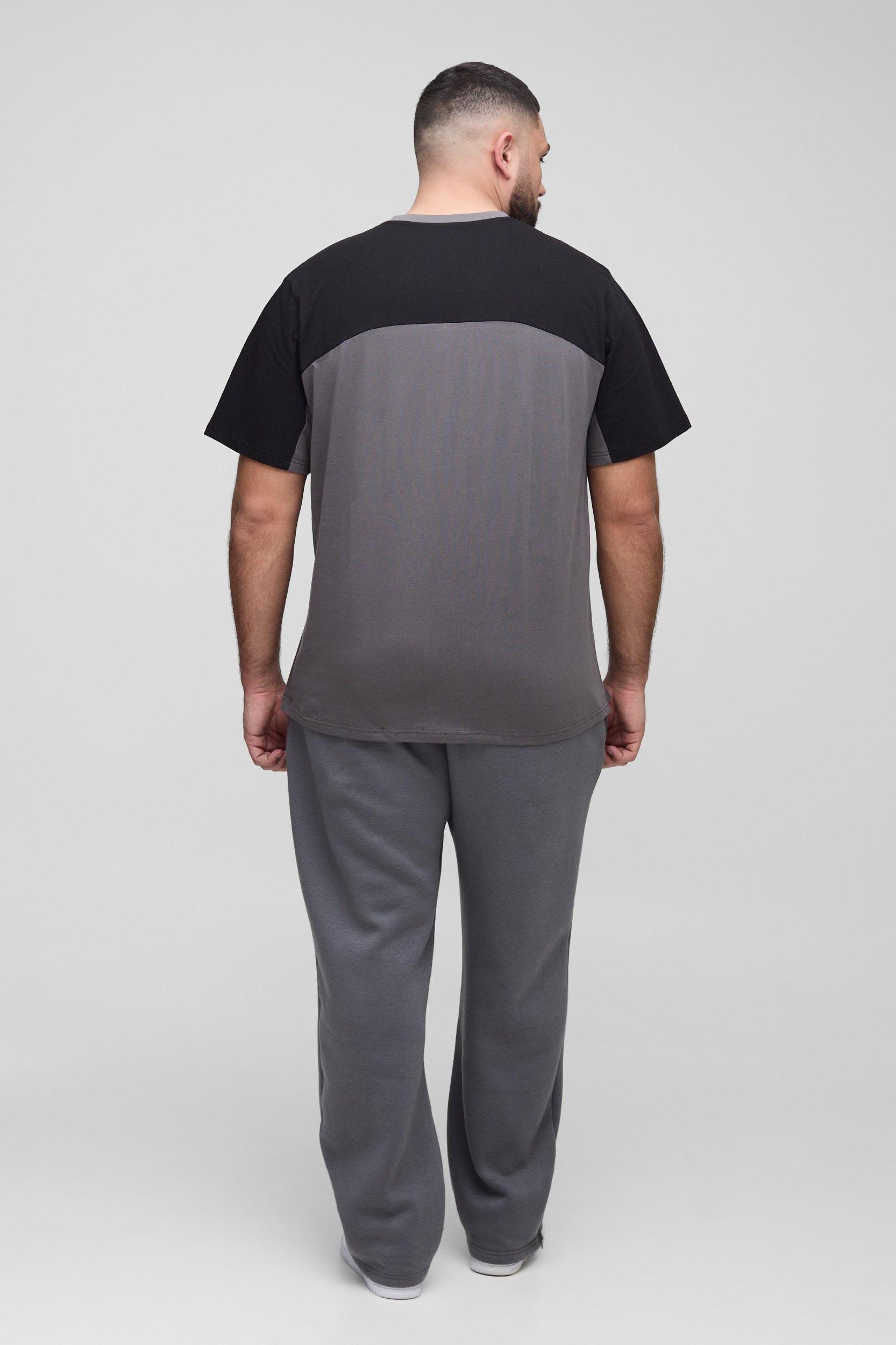 Plus Man Colour Block Regular Fit T-Shirt | boohooMAN USA Product Image