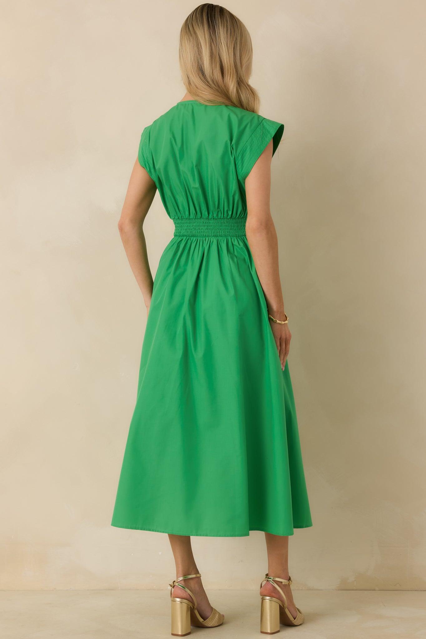 The Adeline Green Zip Up Midi Dress Product Image