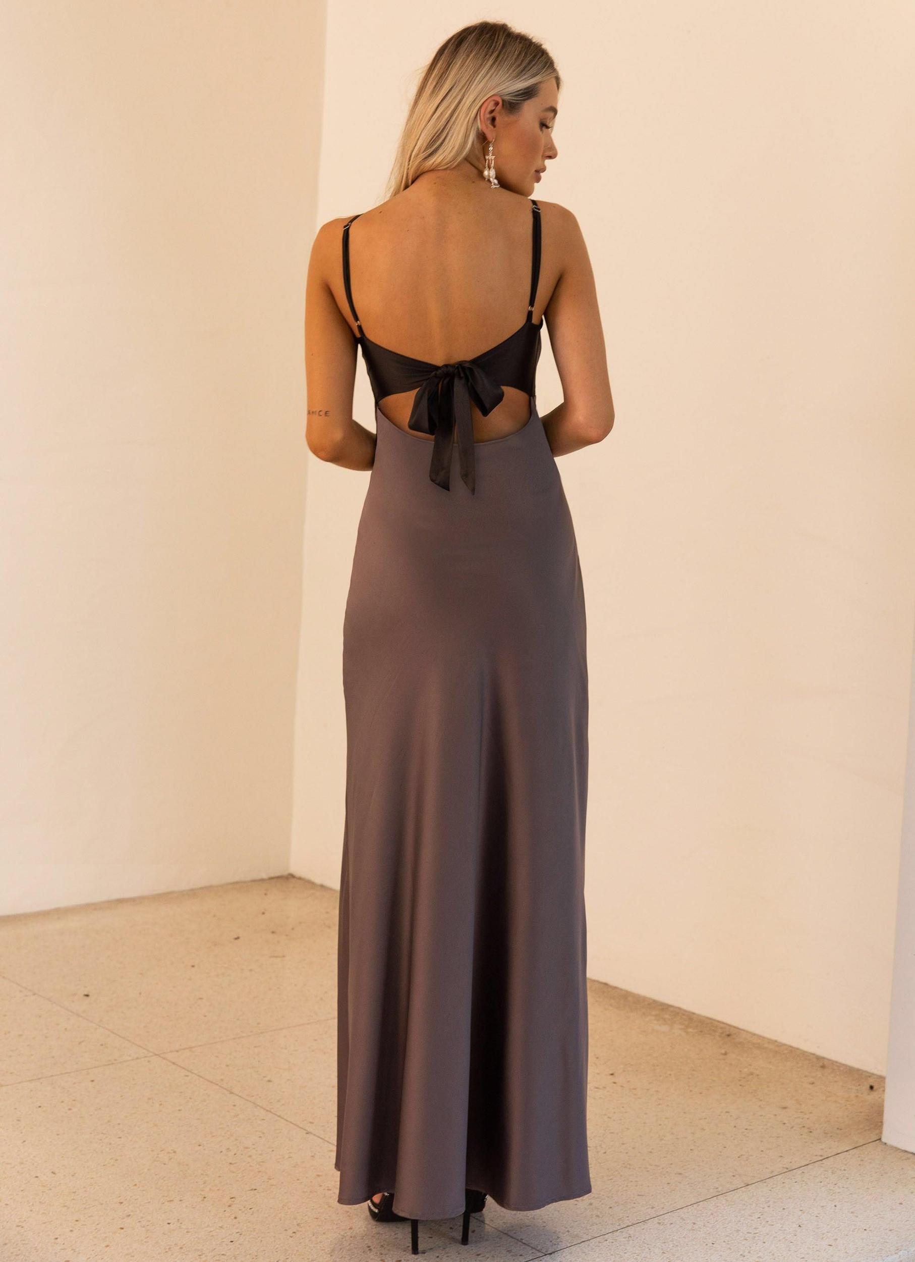 Flora Satin Maxi Dress - Steel Me Away Product Image