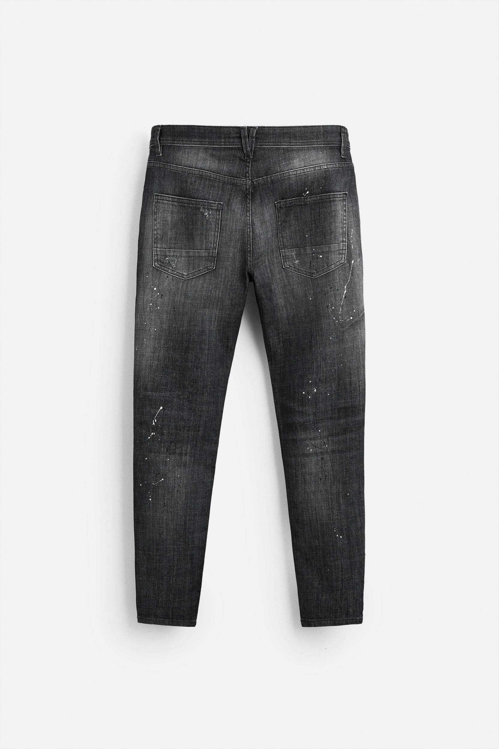 SPLATTERED RIPPED SKINNY JEANS Product Image