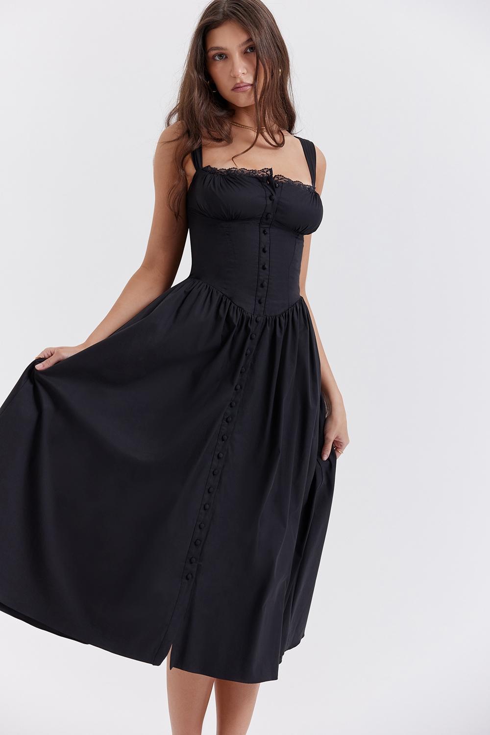 Tatiana  black midi sundress - sale Product Image