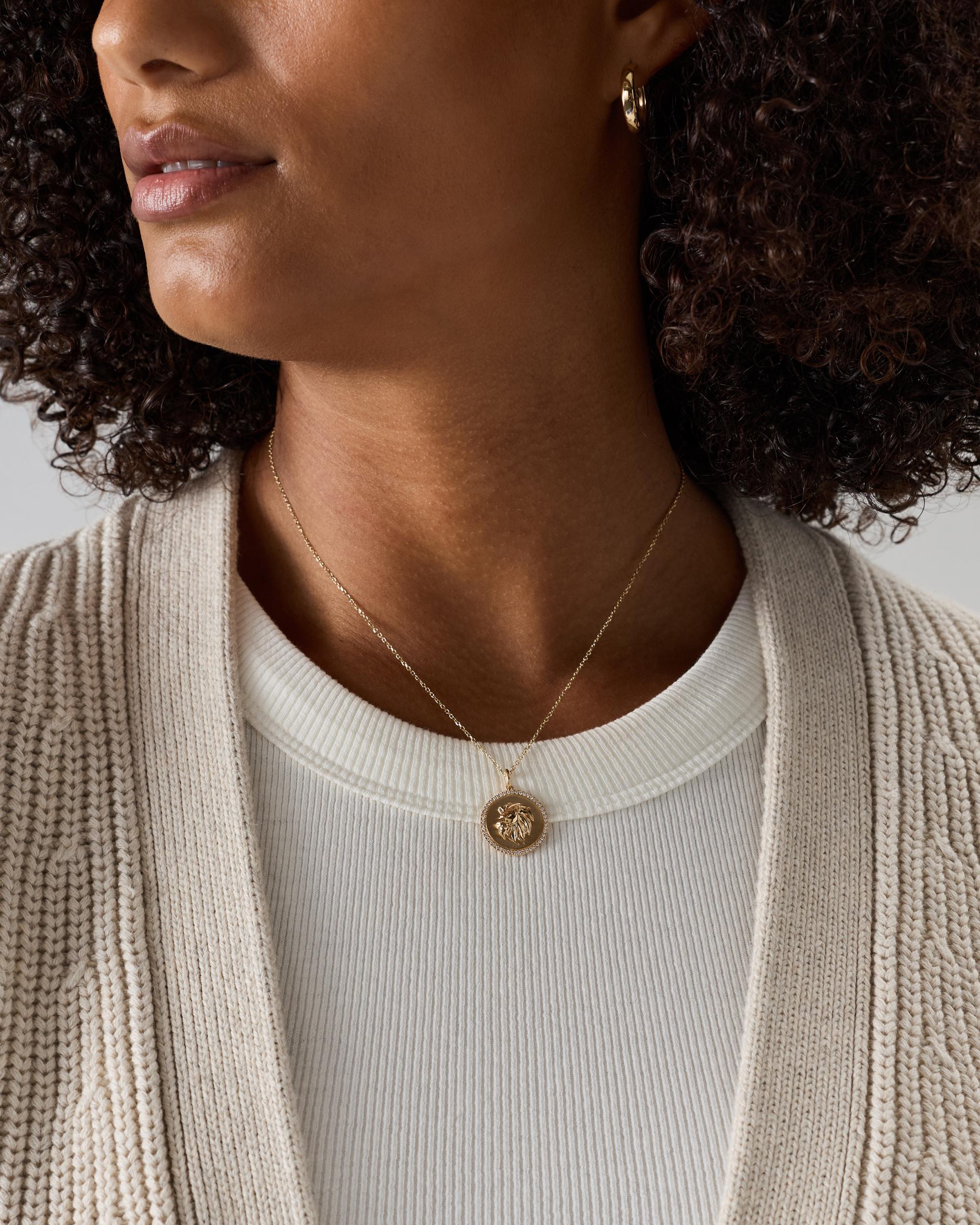 Quince | Women's 14K Gold Pave Zodiac Medallion Charm Product Image