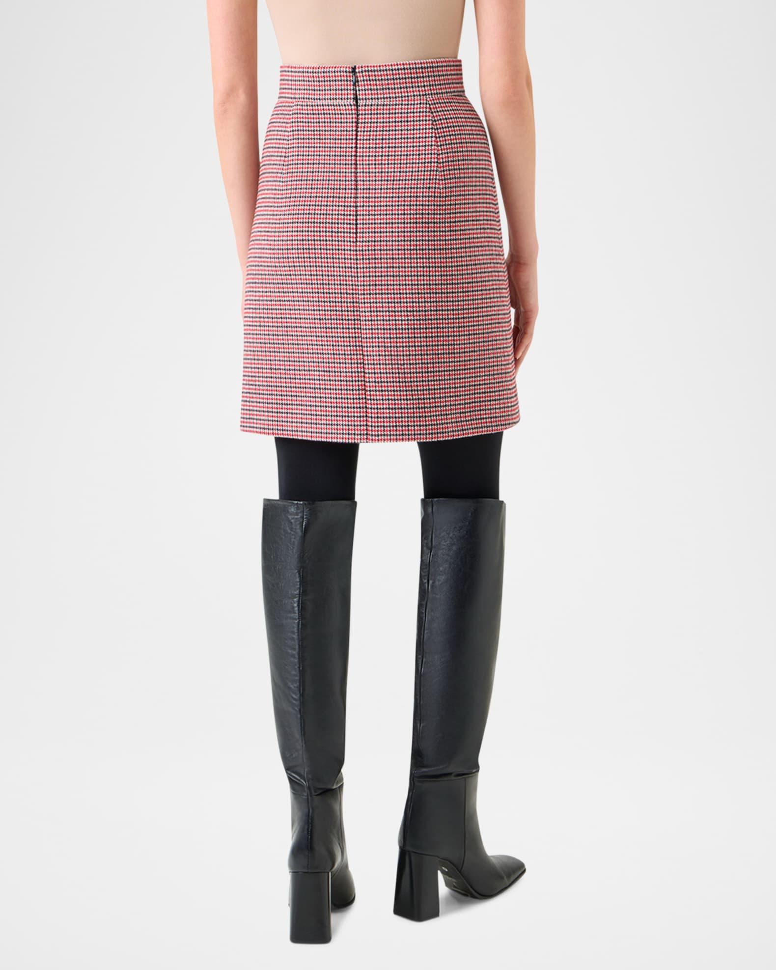 Houndstooth Wool Fresco A-Line Mini Skirt Product Image