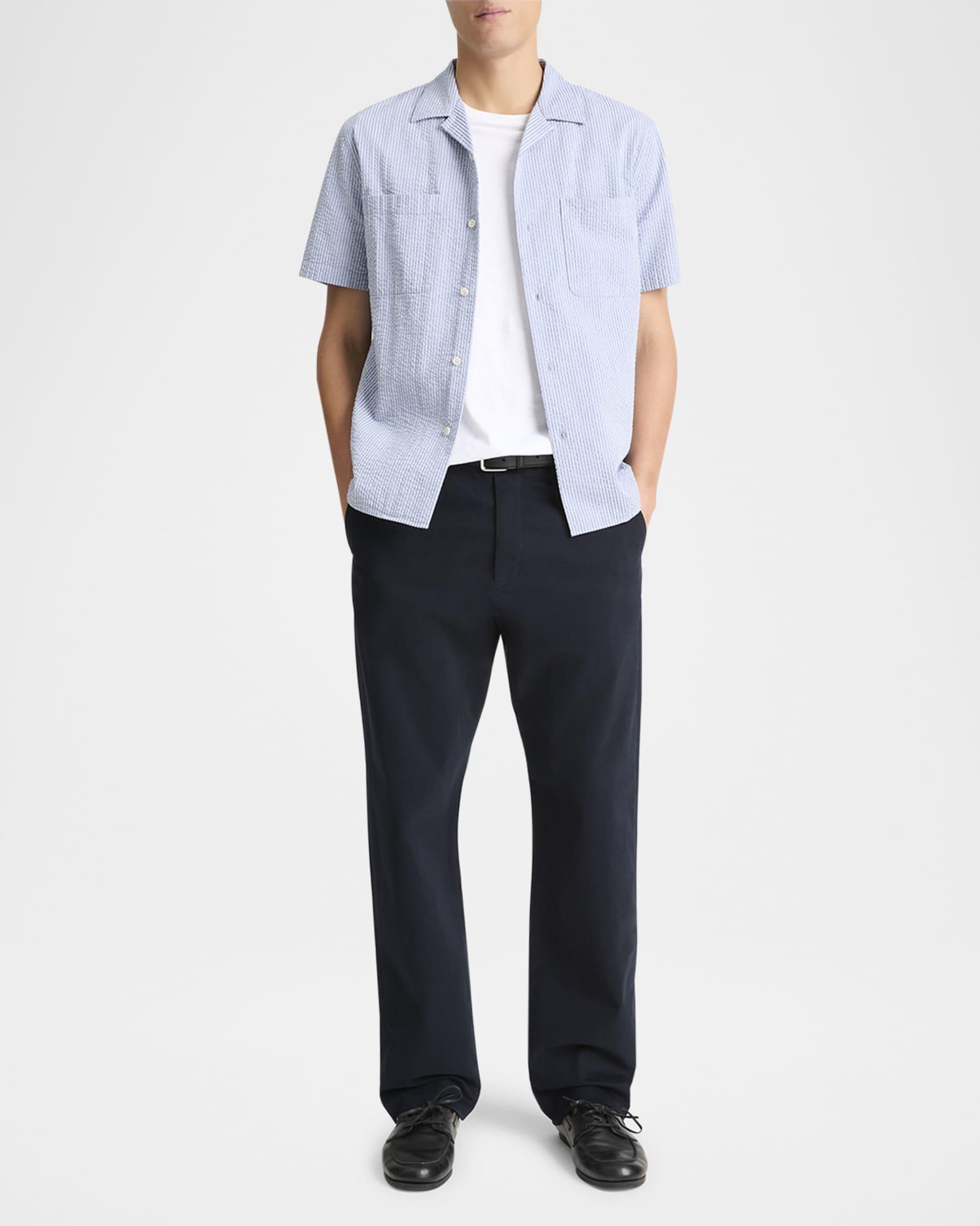 Men's Italian Cotton Seersucker Short-Sleeve Shirt Product Image