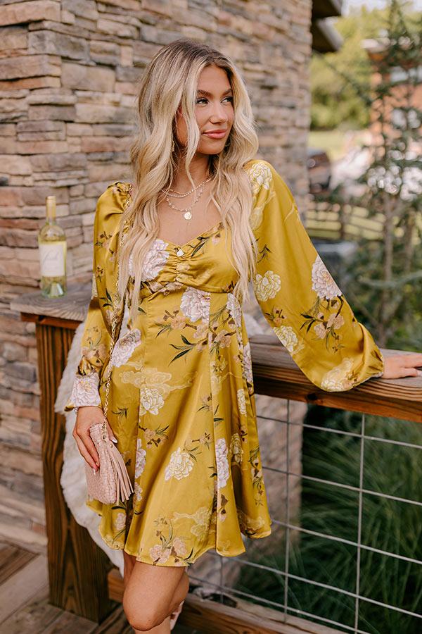 Flirty Moments Satin Mini Dress in Chartreuse Product Image