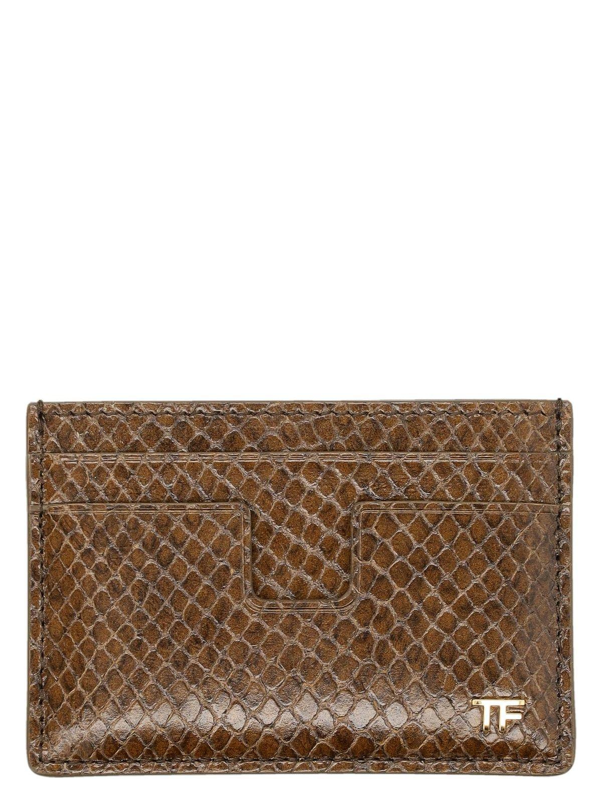 Phyton-print leather card holder Product Image