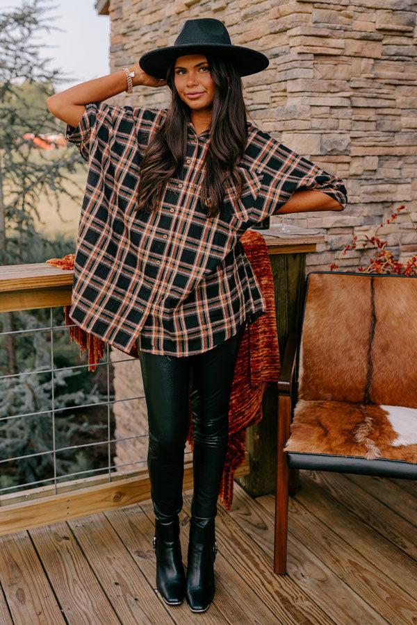 Comfy Glam Flannel Tunic in Black Product Image