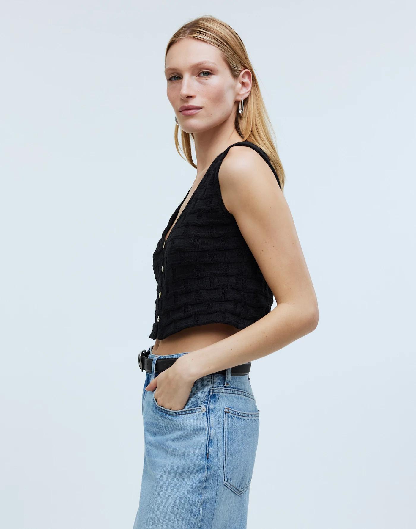 Basketweave-Stitch Vest Product Image