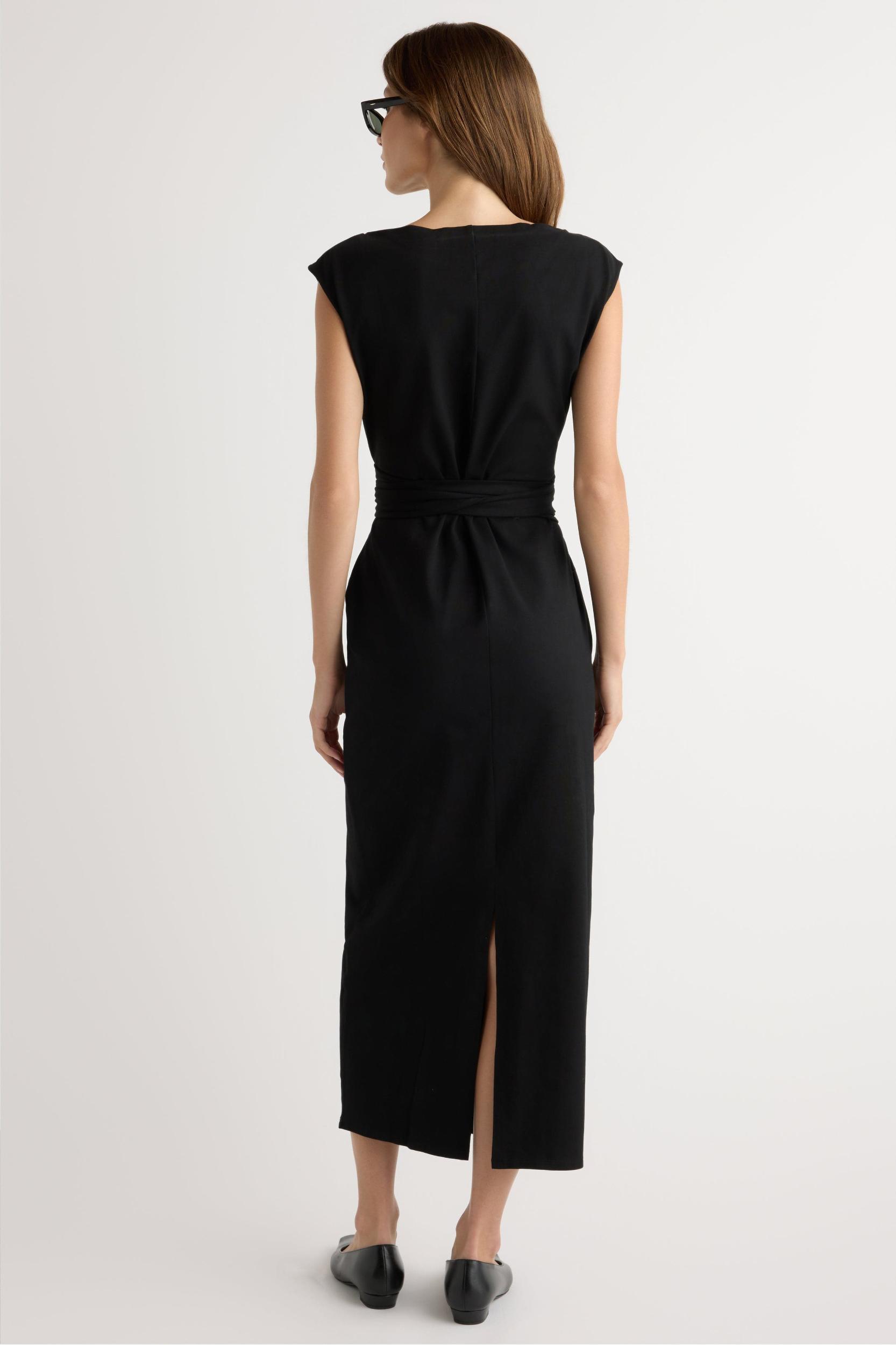 Edina Tie-Front Slit-Neck Dress Product Image
