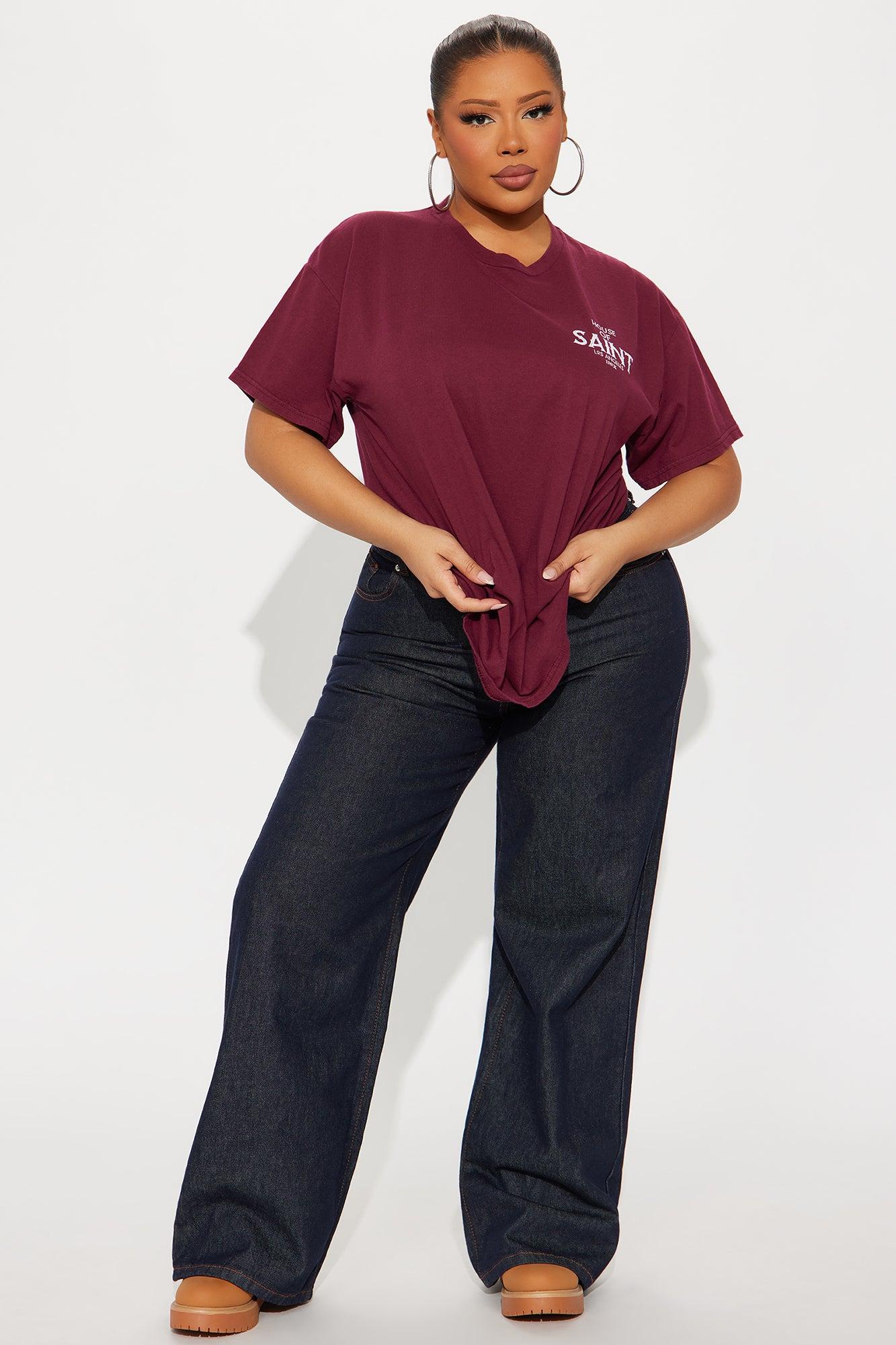 Cross Saint Front And Back Vintage Wash Tee - Burgundy Female Product Image