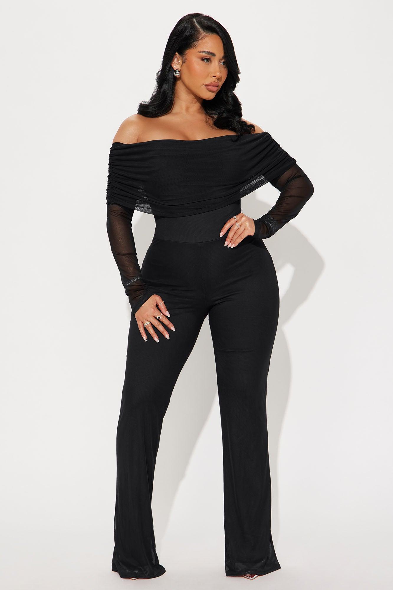 Cheers With Me Mesh Jumpsuit - Black Product Image