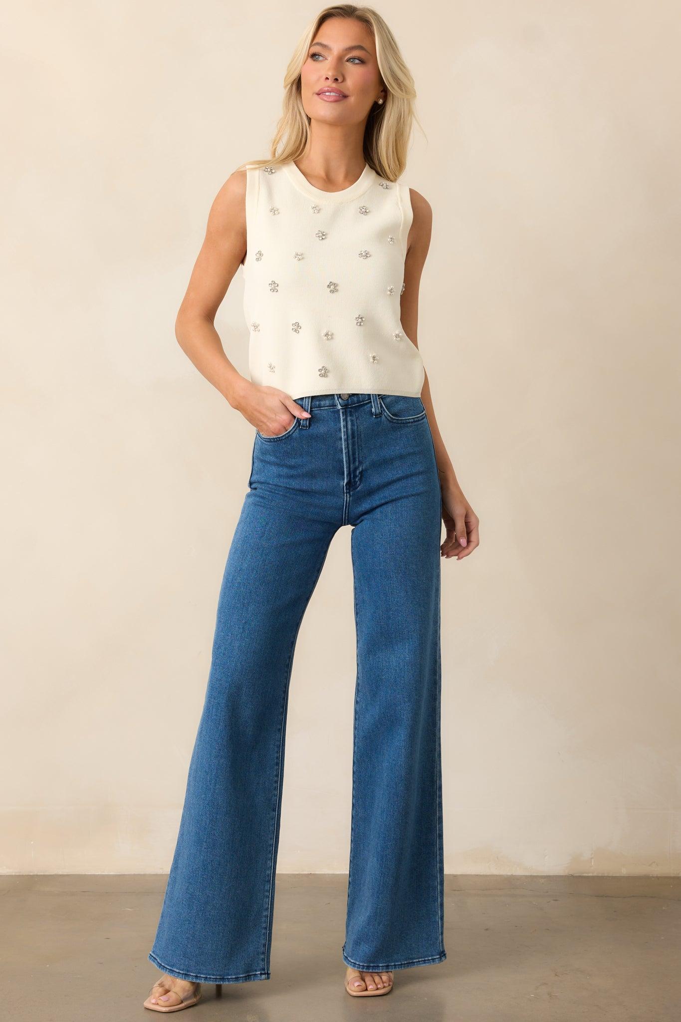 Wherever We Go Medium Wash Wide Leg Jeans Product Image