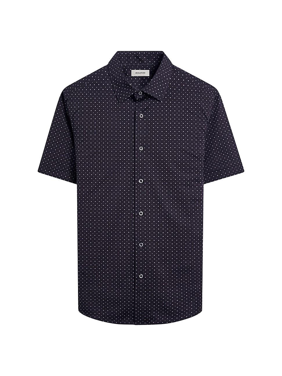 Mens Miles Micro-Dot Cotton Button-Front Shirt Product Image