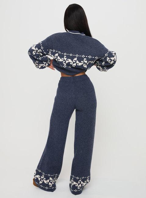 Alpine Knit Pants Navy / Cream Product Image