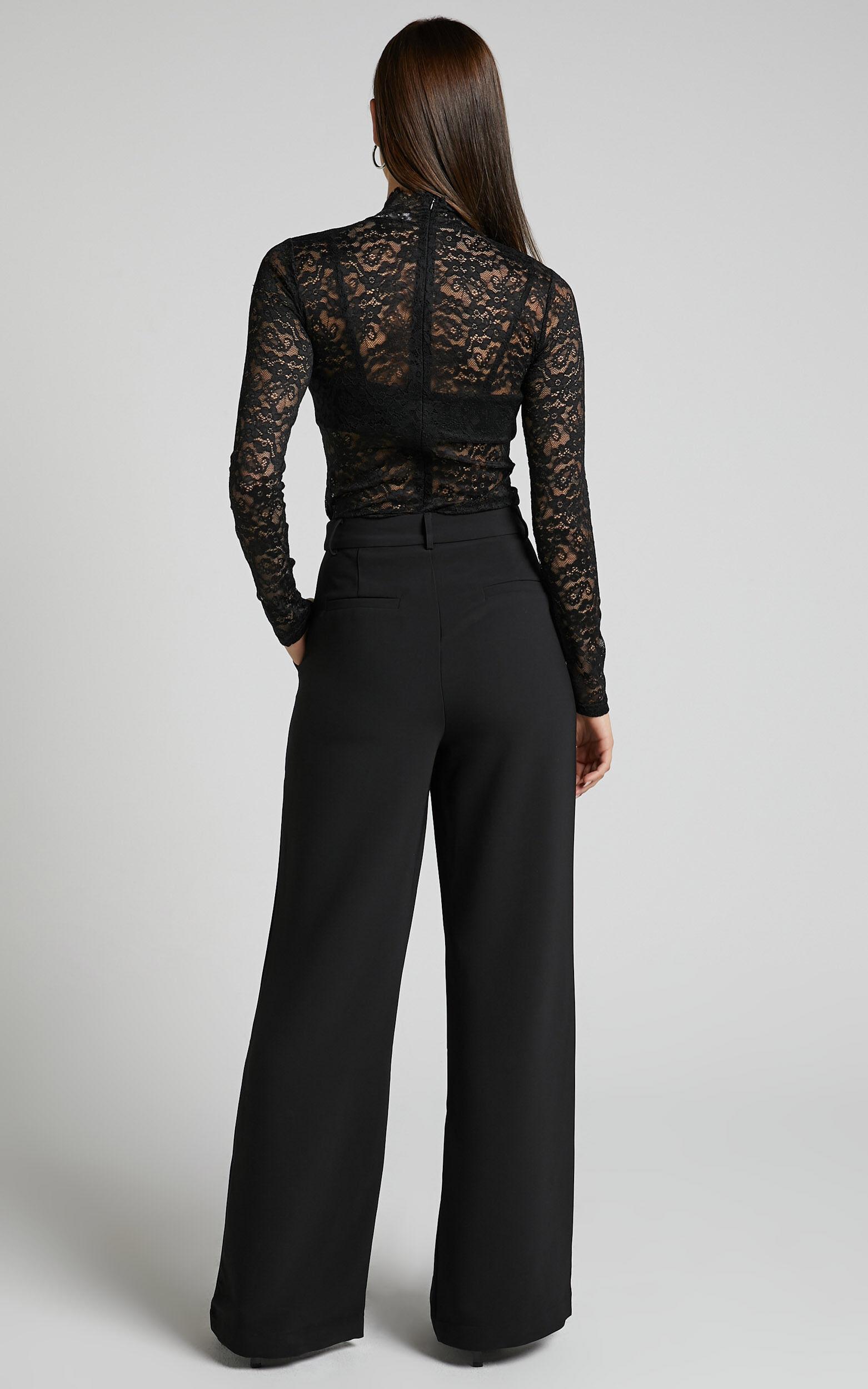 Bonnie Pants - High Waisted Tailored Wide Leg Pants in Black Product Image