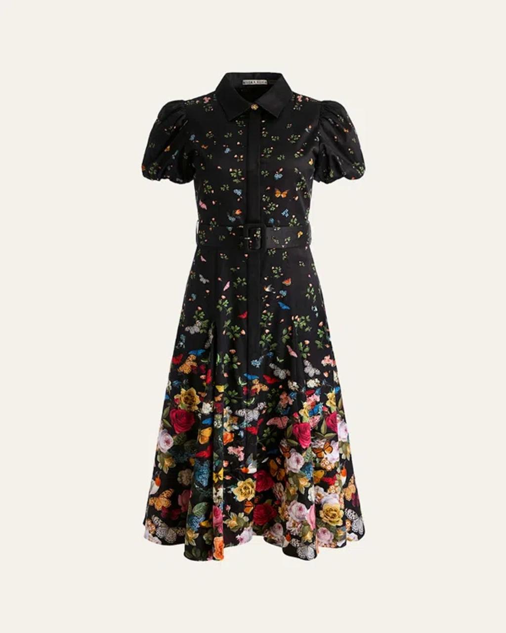 ALICE AND OLIVIA Henrietta Floral Belted Midi Dress In Multi Product Image