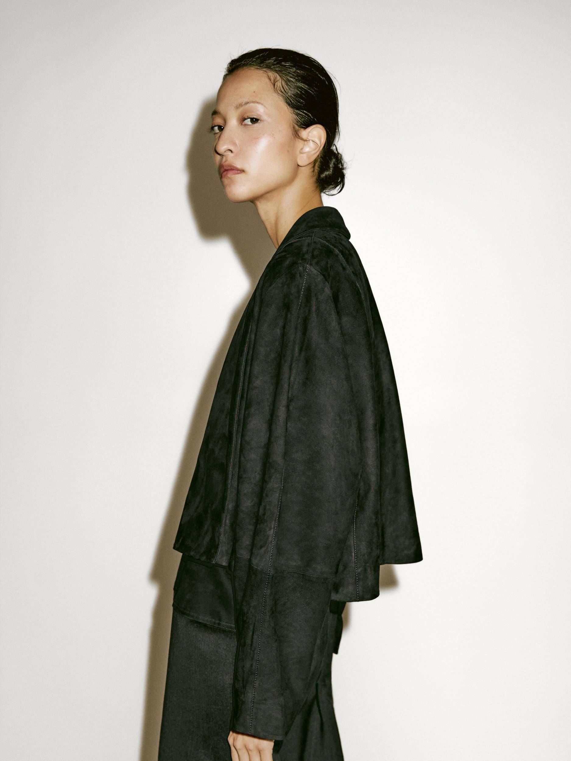 Short suede leather jacket - Limited Edition Product Image