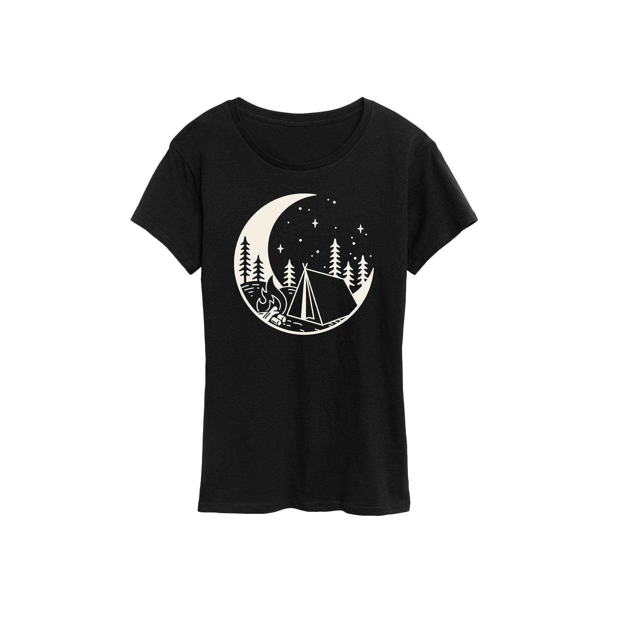 Women's Moon Camping Scene Graphic Tee,  Product Image